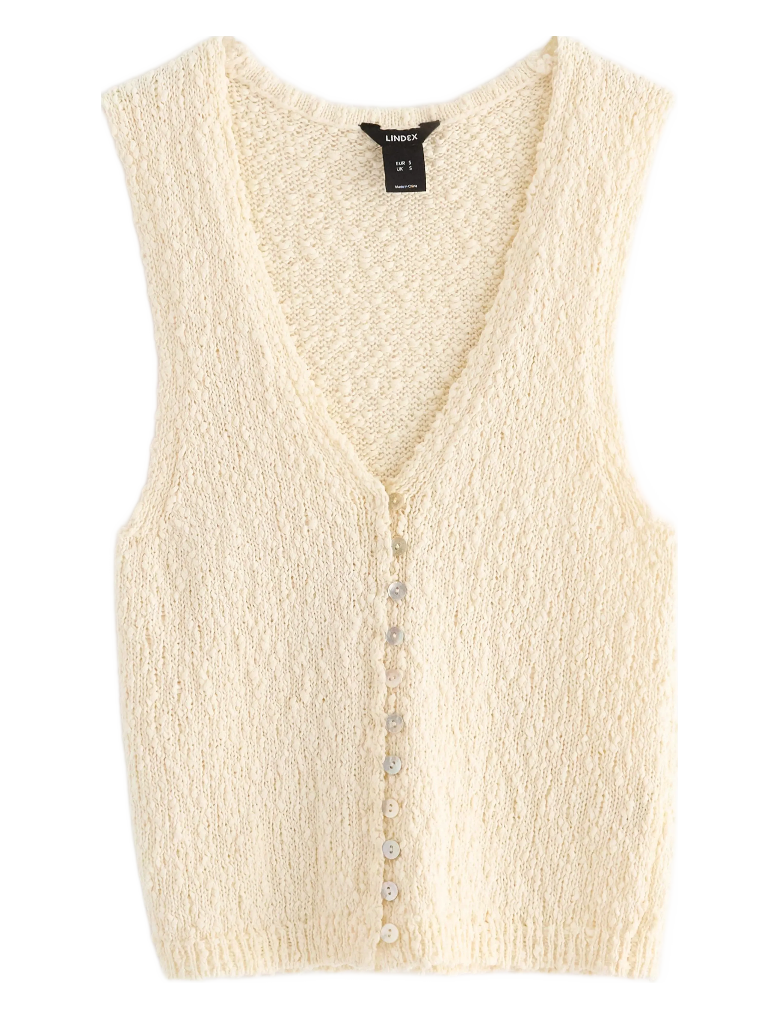 LINDEX Vest Lillie Strick Cream - M - Damen