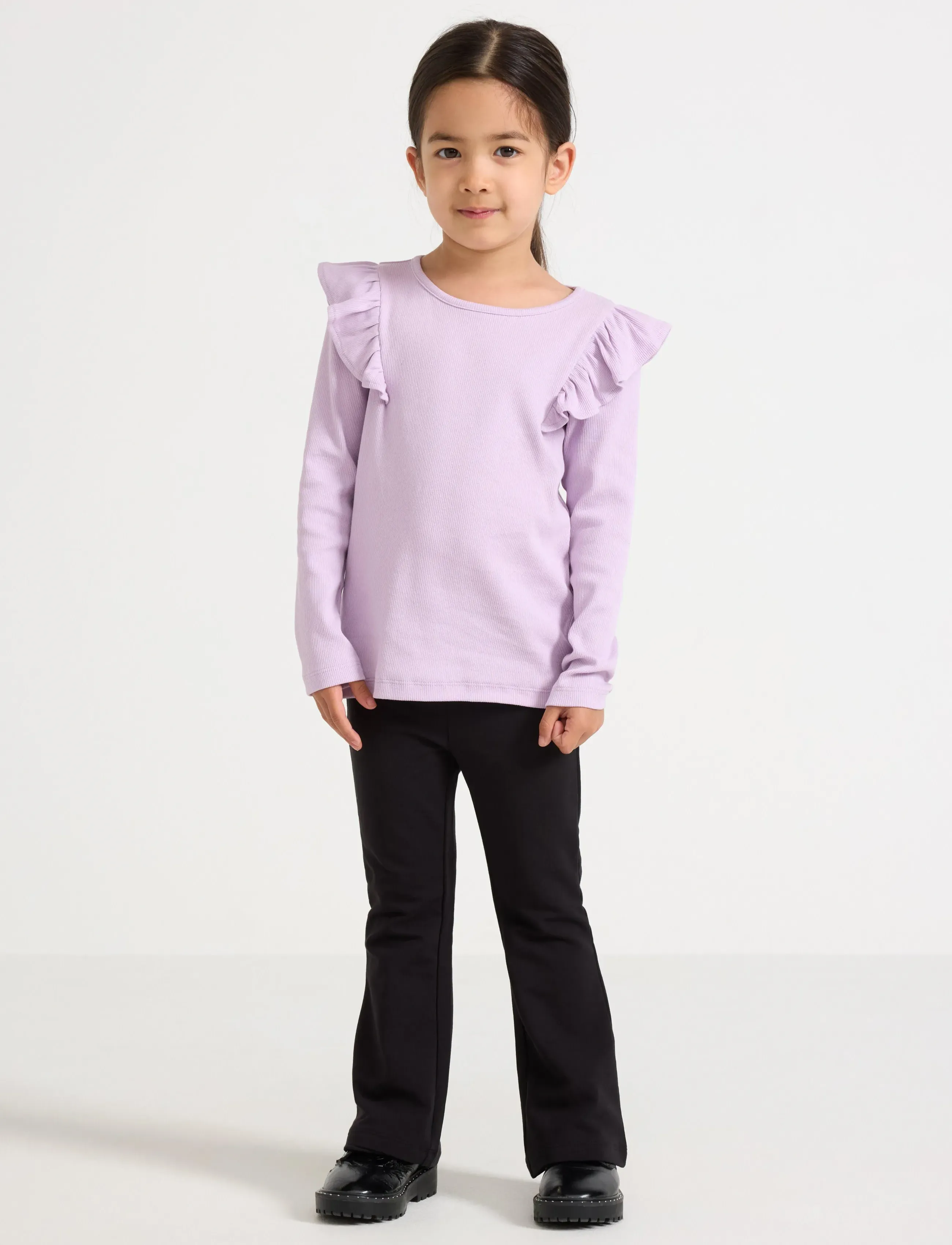 Lindex Leggings flare brushed inside - Leggings - BLACK / black