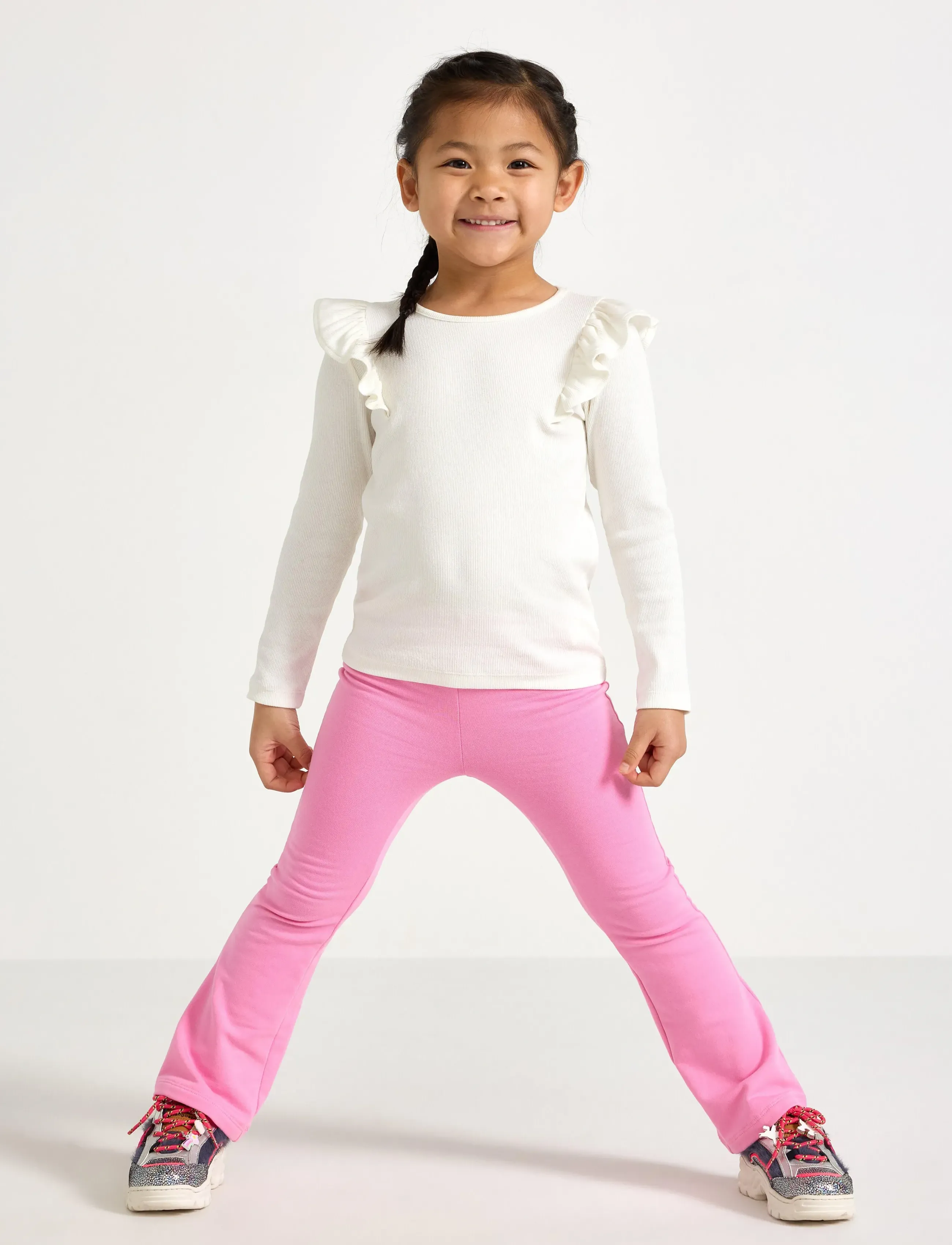 Lindex Flared leggings with brushed inside - Leggings - PINK / pink/rose