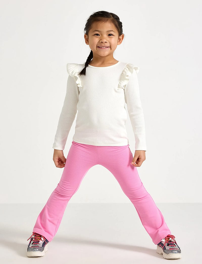 Lindex - Leggings flare brushed inside - leggings - pink - 0