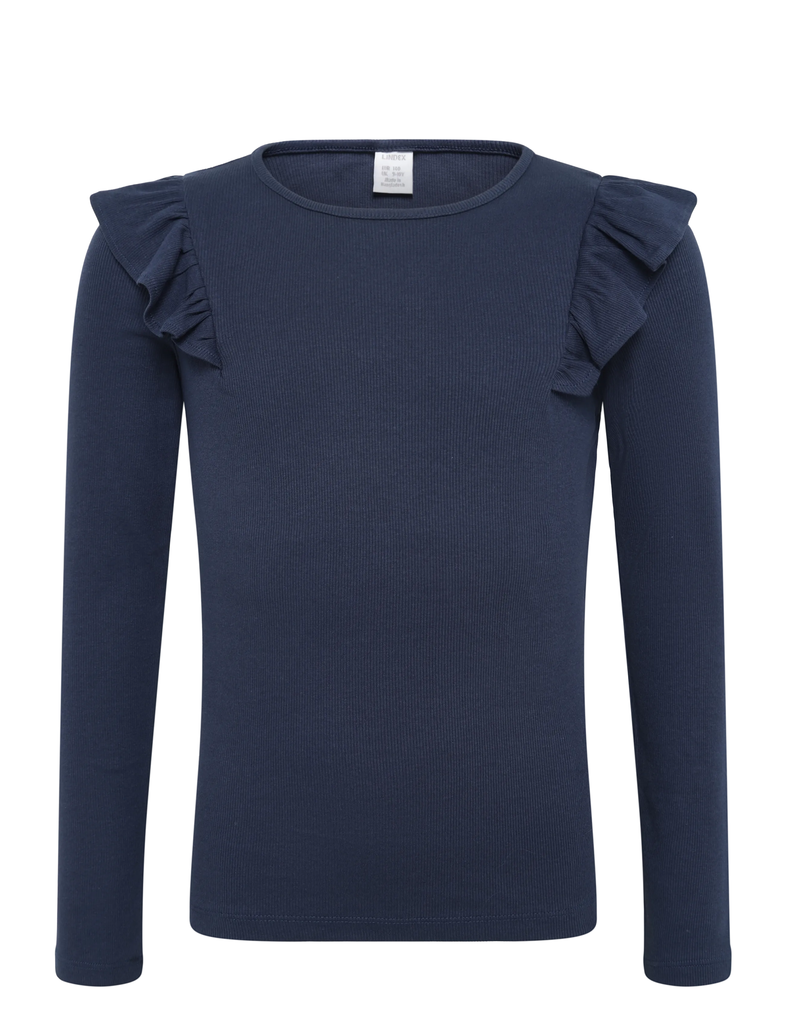 Lindex Long-Sleeved Top, Børn, Flæse Langærmet Top, Navy, Str: 140