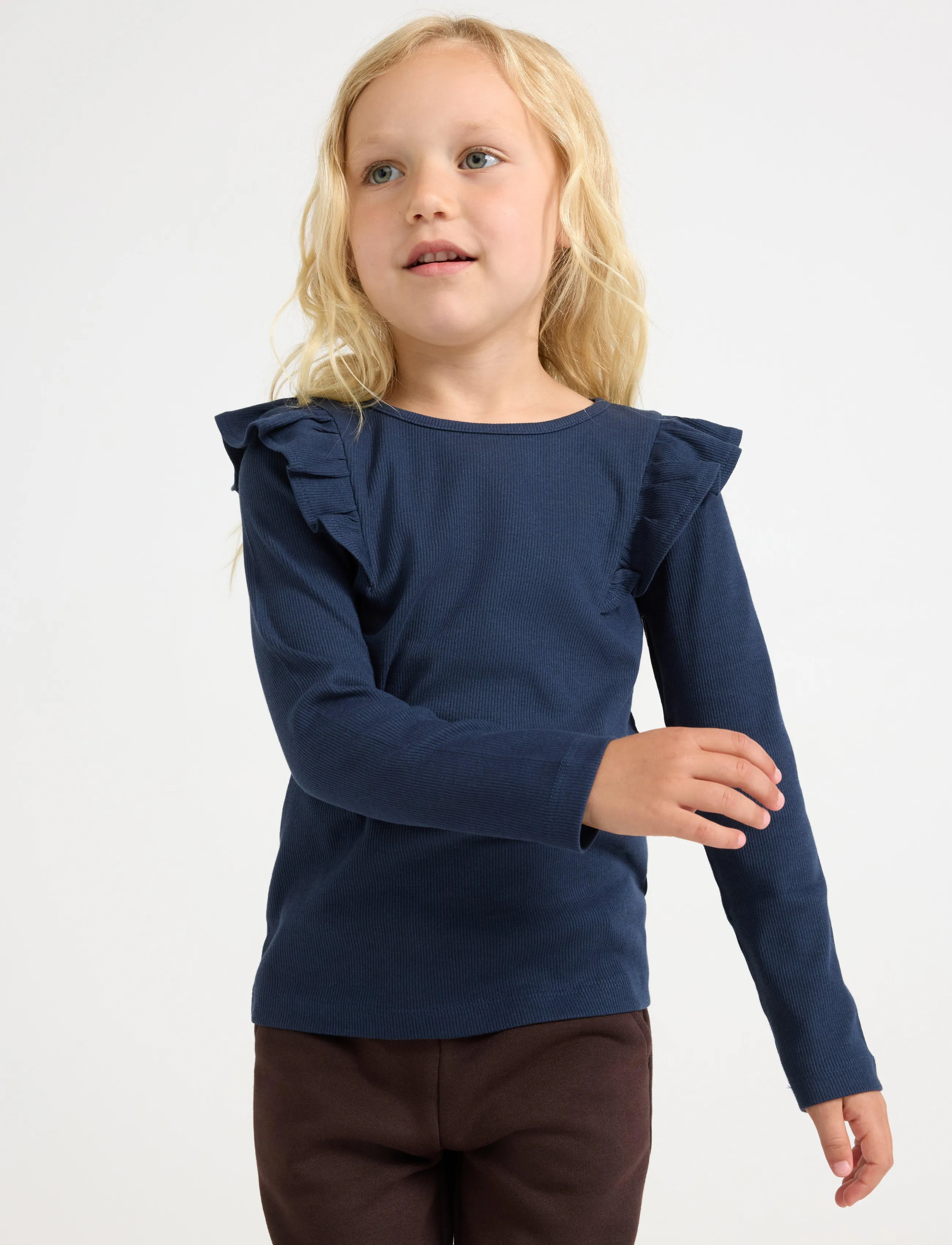 Lindex Long-Sleeved Top, 110, Navy, T-Shirts > Langærmede T-shirts, Børn