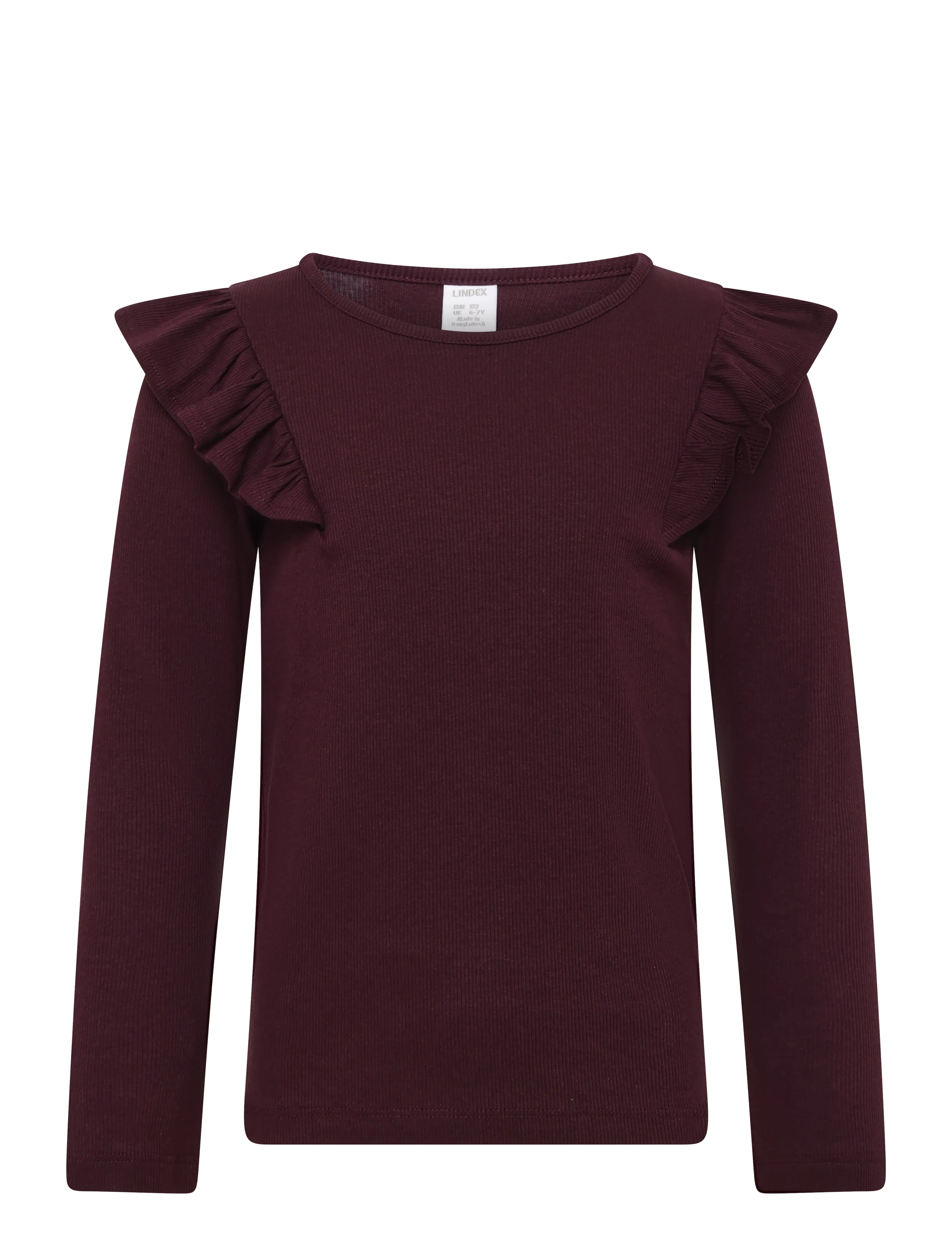 Lindex Long-Sleeved Top, 122, Burgundy, T-Shirts > Langærmede T-shirts, Børn