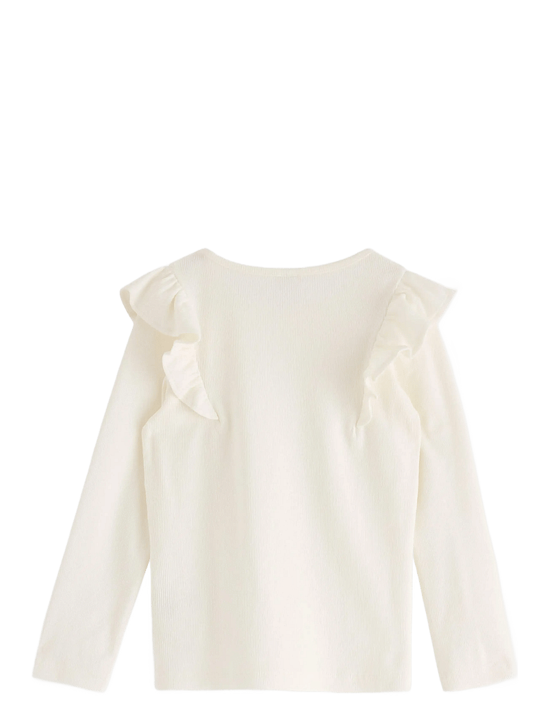 Lindex - Top l s rib with frill - pikkade varrukatega t-särgid - light dusty white - 2