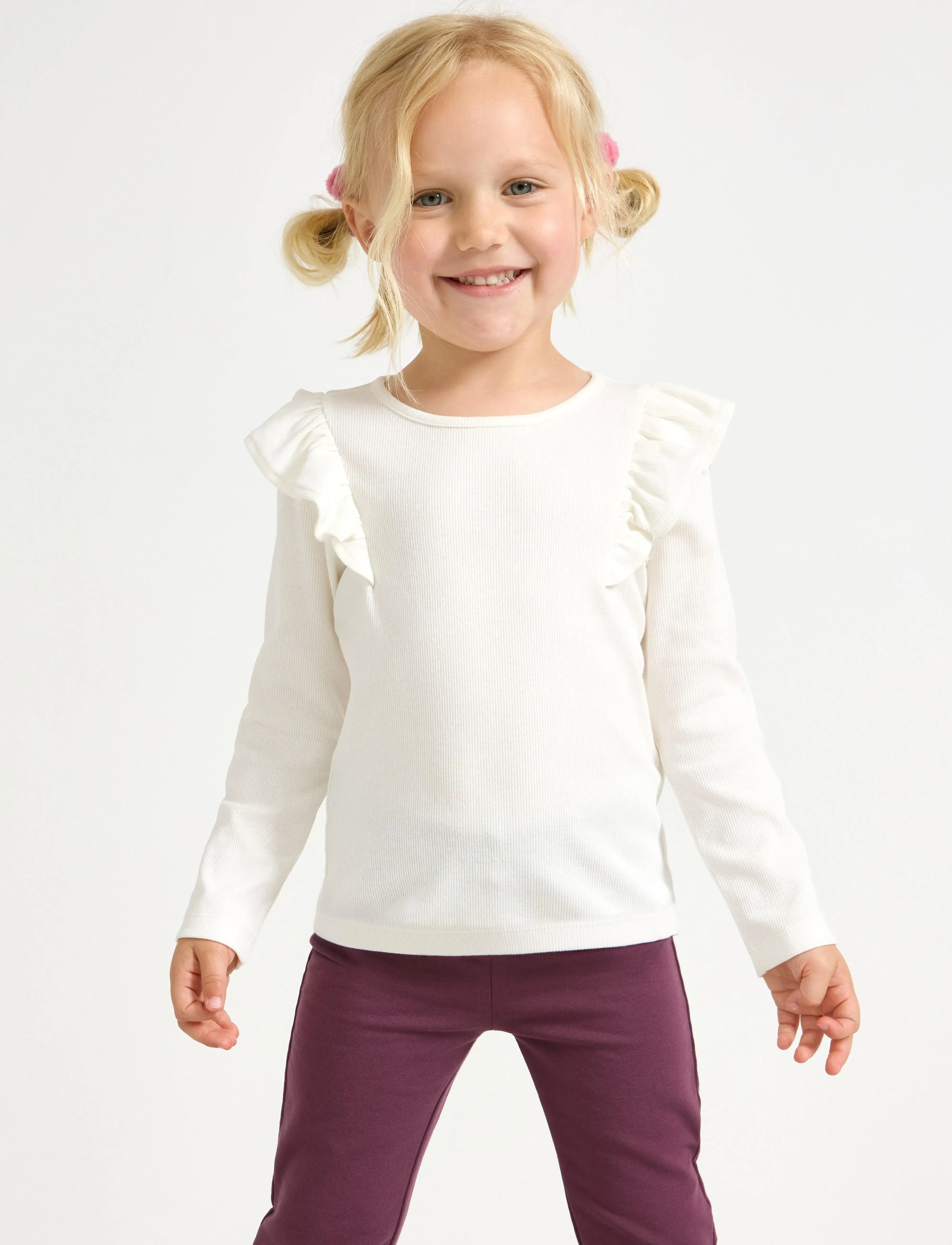Lindex Long-Sleeved Top, 134, White, T-Shirts > Langærmede T-shirts, Børn