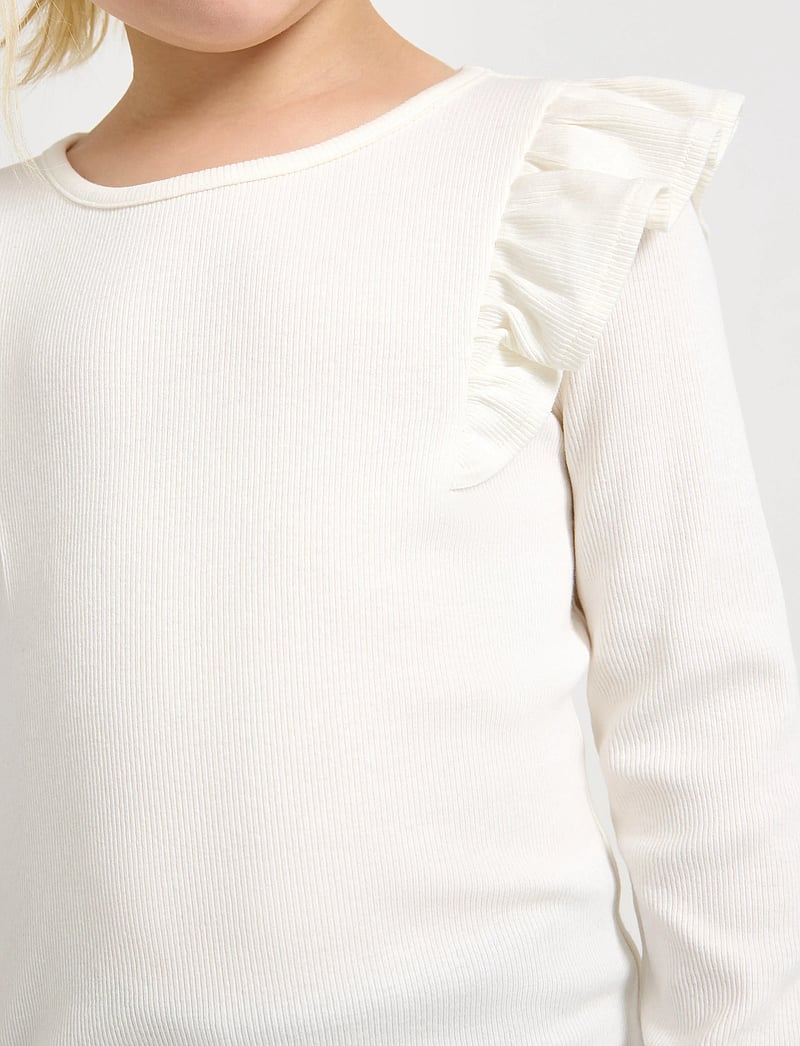 Lindex - Top l s rib with frill - pikkade varrukatega t-särgid - light dusty white - 4