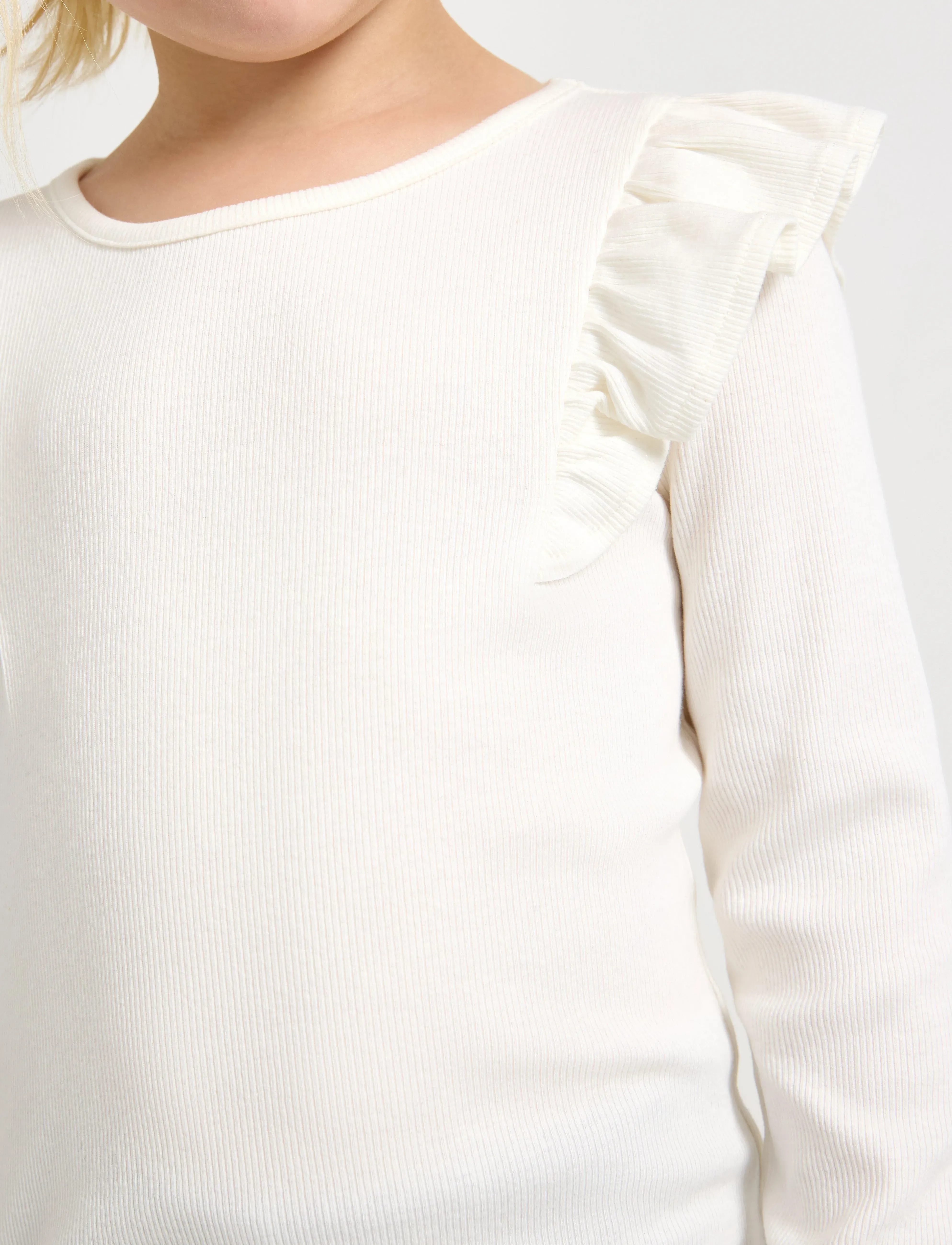 Lindex - Long-sleeved top - långärmade t-shirts - light dusty white - 4