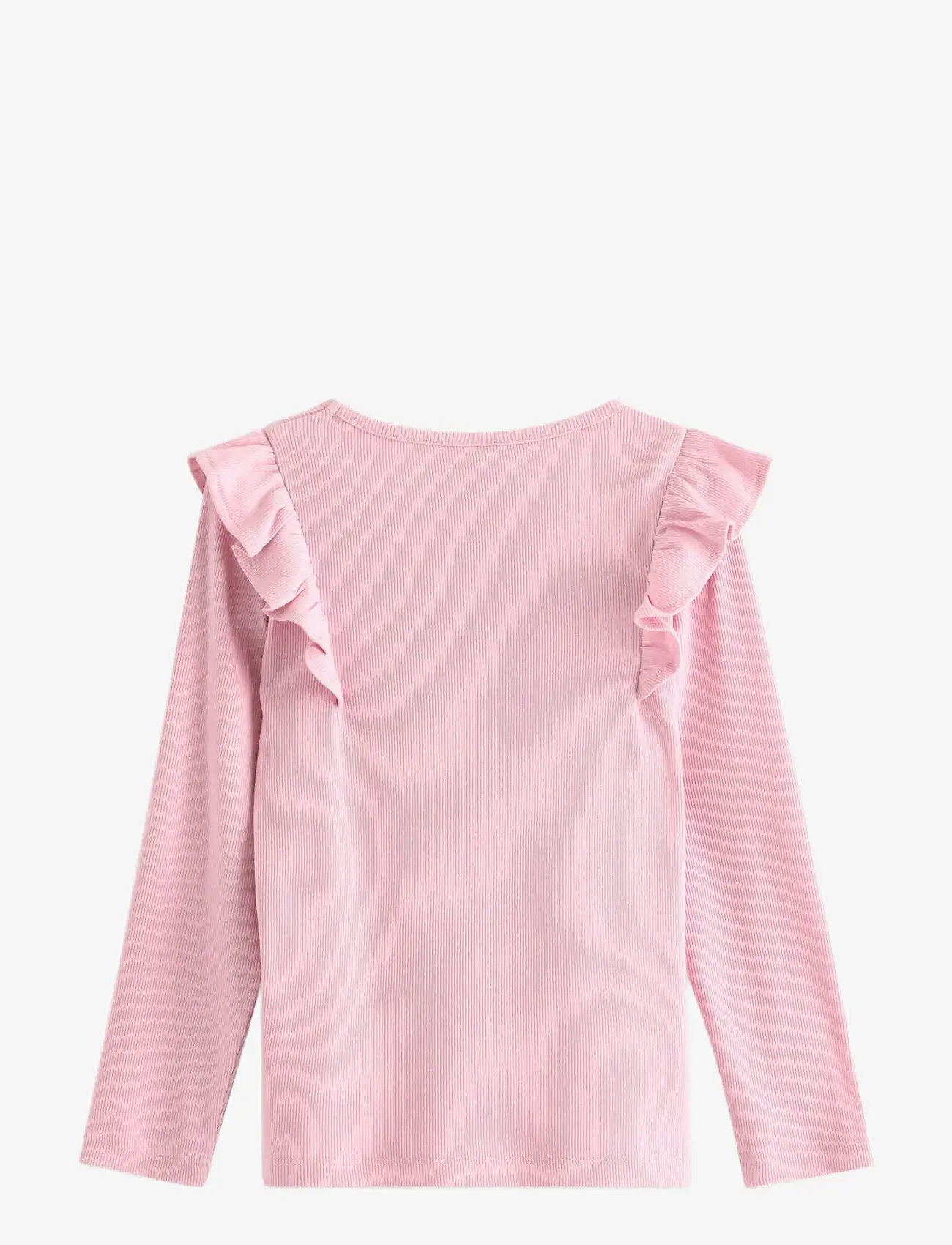 Lindex - Top l s rib with frill - pikkade varrukatega t-särgid - light pink - 2