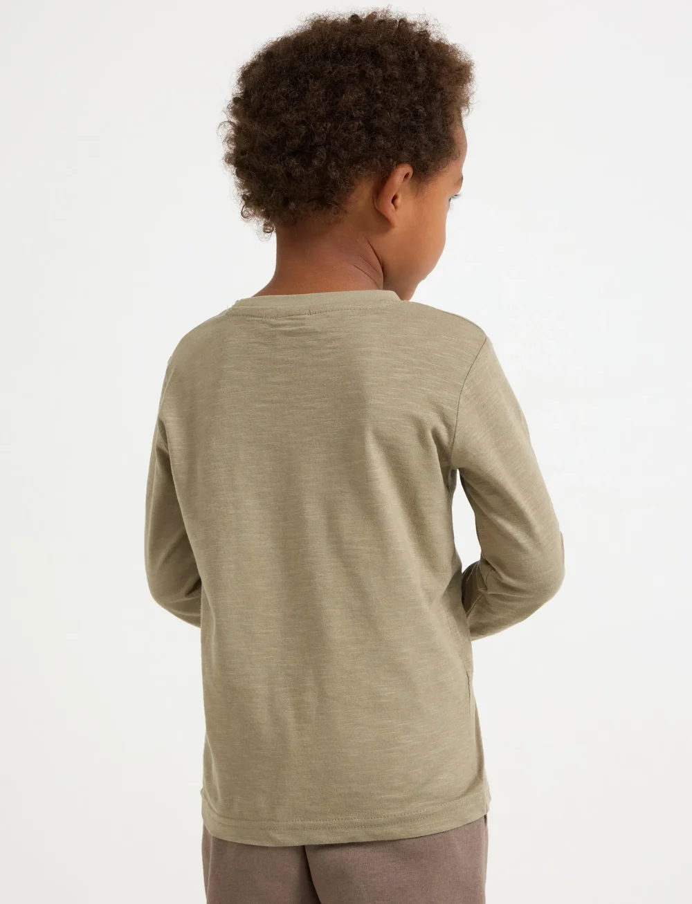 Lindex - Top l s slub basic - langærmede t-shirts - light dusty khaki - 3