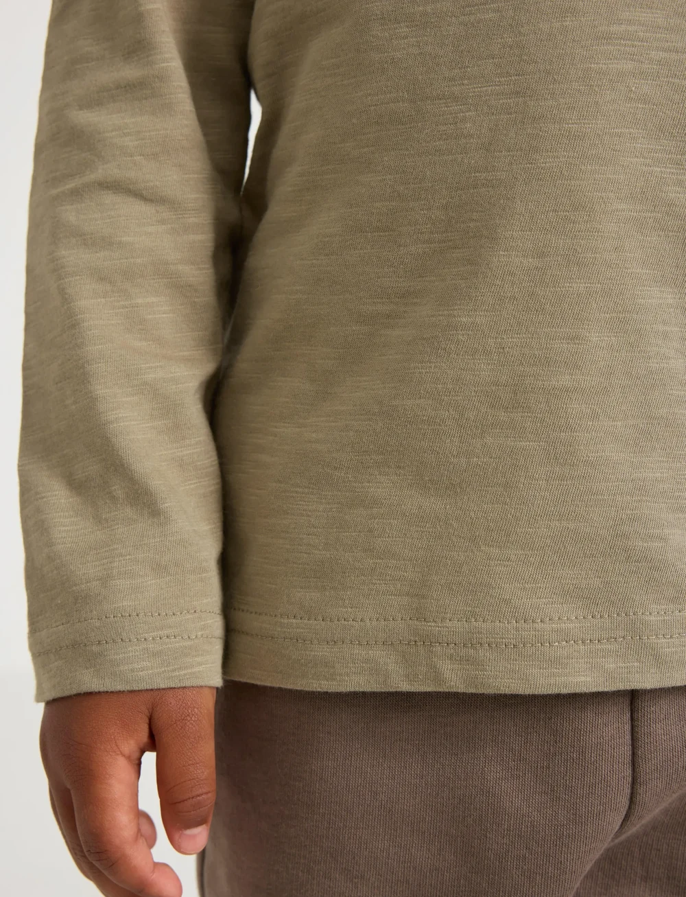 Lindex - Top l s slub basic - langærmede t-shirts - light dusty khaki - 4
