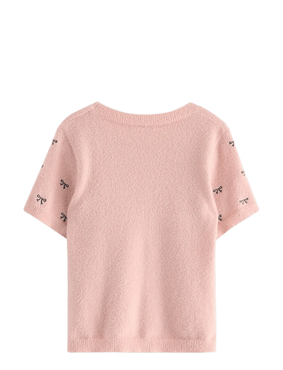 Lindex - T shirt knitted featheryarn - kortærmede t-shirts - light dusty pink - 2