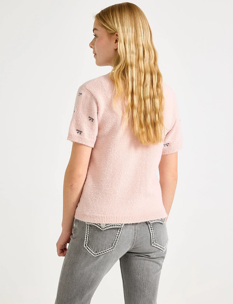 Lindex - T shirt knitted featheryarn - kortärmade t-shirts - light dusty pink - 3