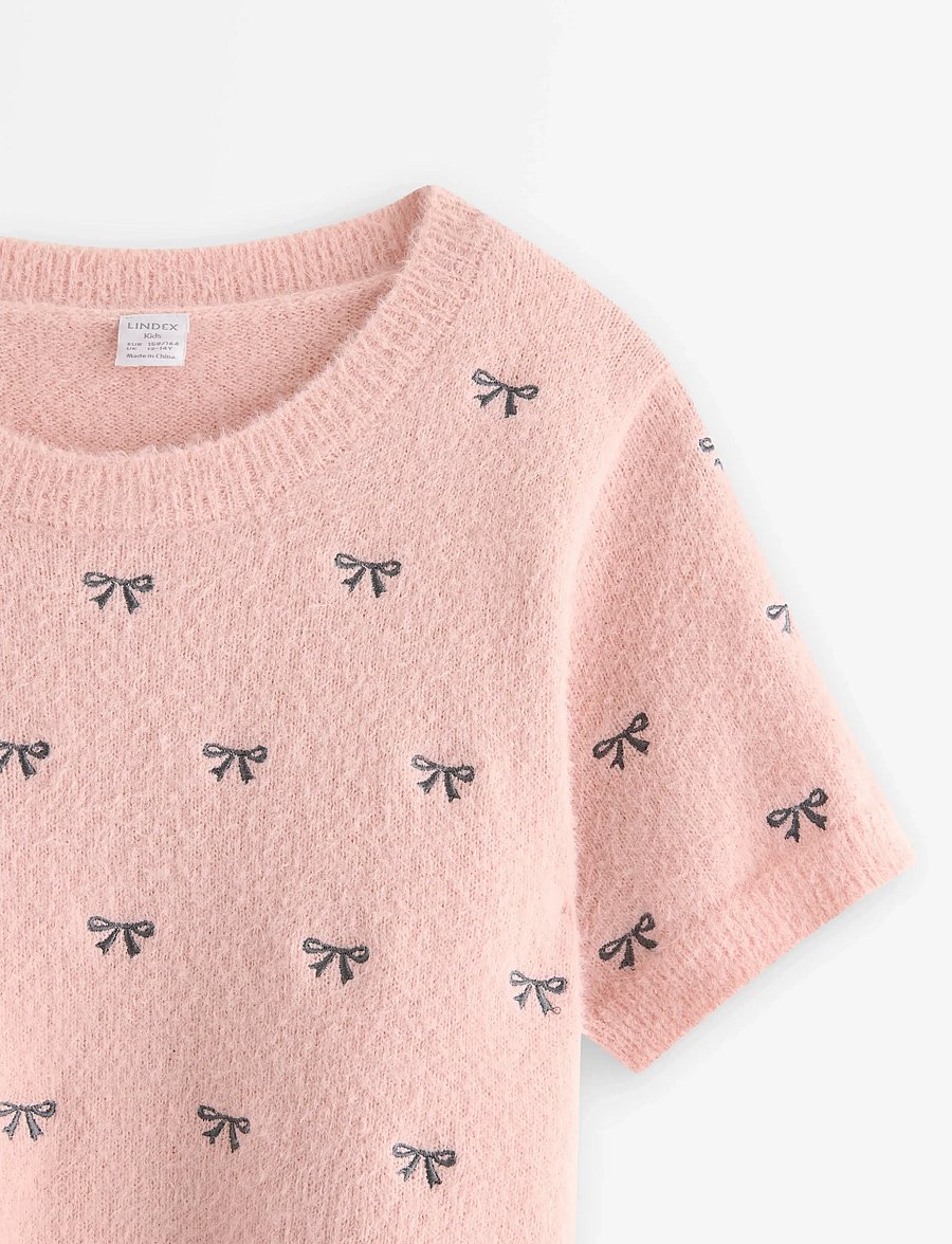 Lindex - T shirt knitted featheryarn - kortærmede t-shirts - light dusty pink - 5