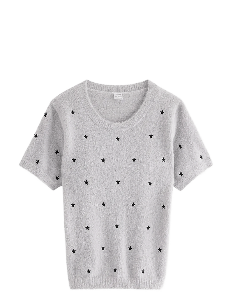 Lindex - T shirt knitted featheryarn - kortärmade t-shirts - light grey - 1