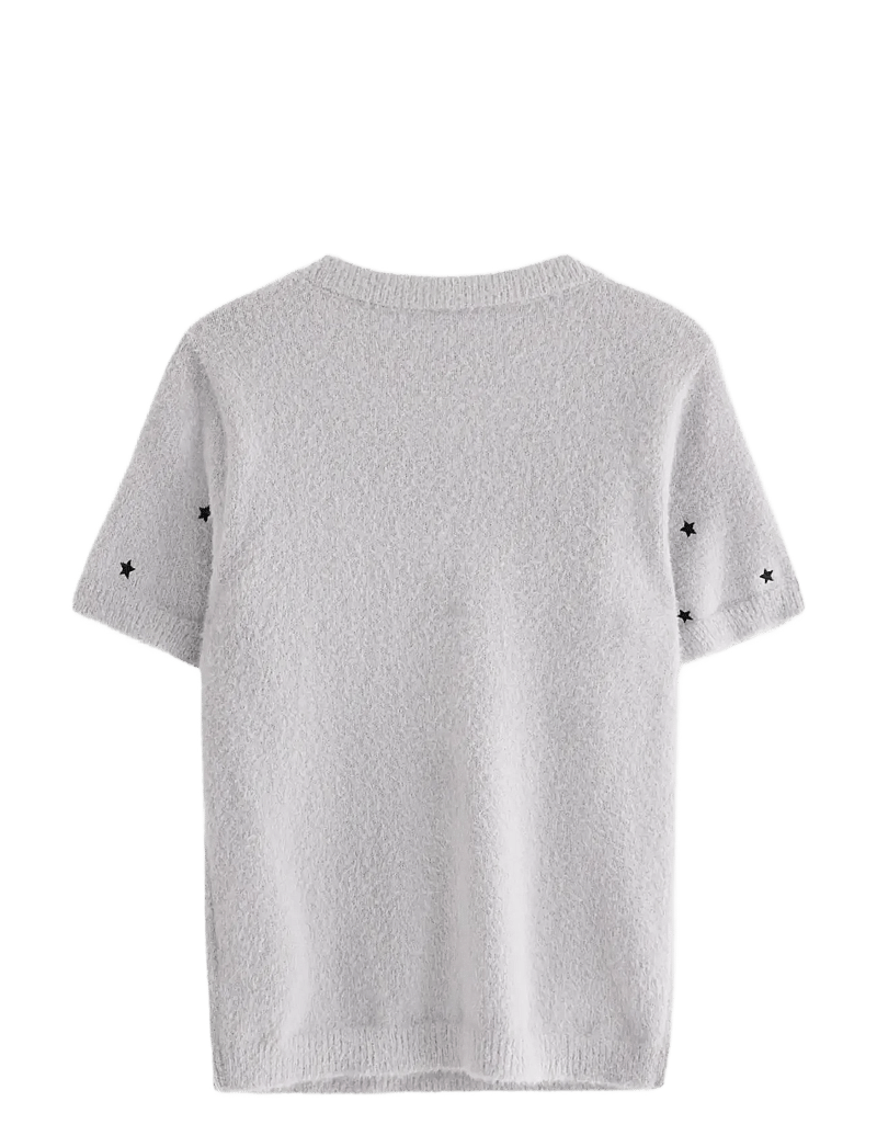 Lindex - T shirt knitted featheryarn - kortärmade t-shirts - light grey - 2