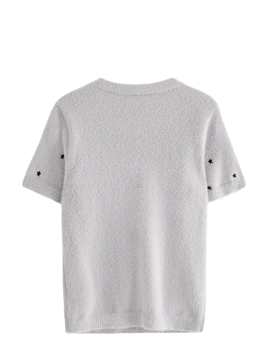 Lindex - T shirt knitted featheryarn - lühikeste varrukatega t-särgid - light grey - 2