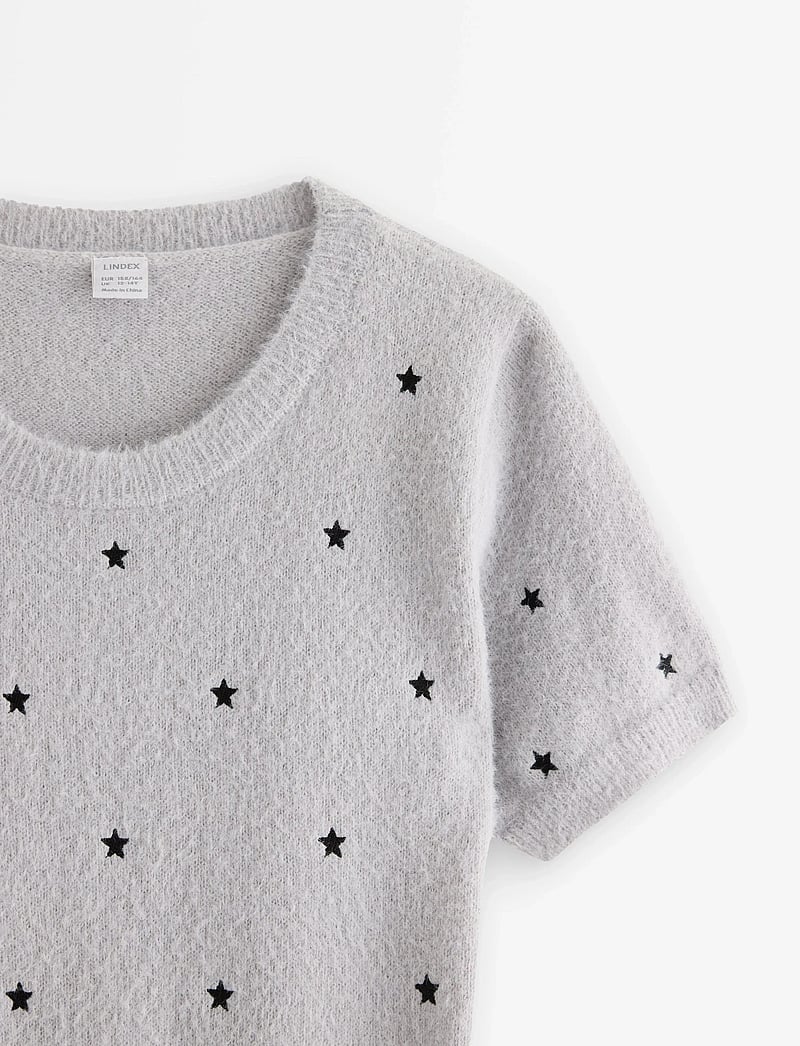 Lindex - T shirt knitted featheryarn - kortärmade t-shirts - light grey - 5