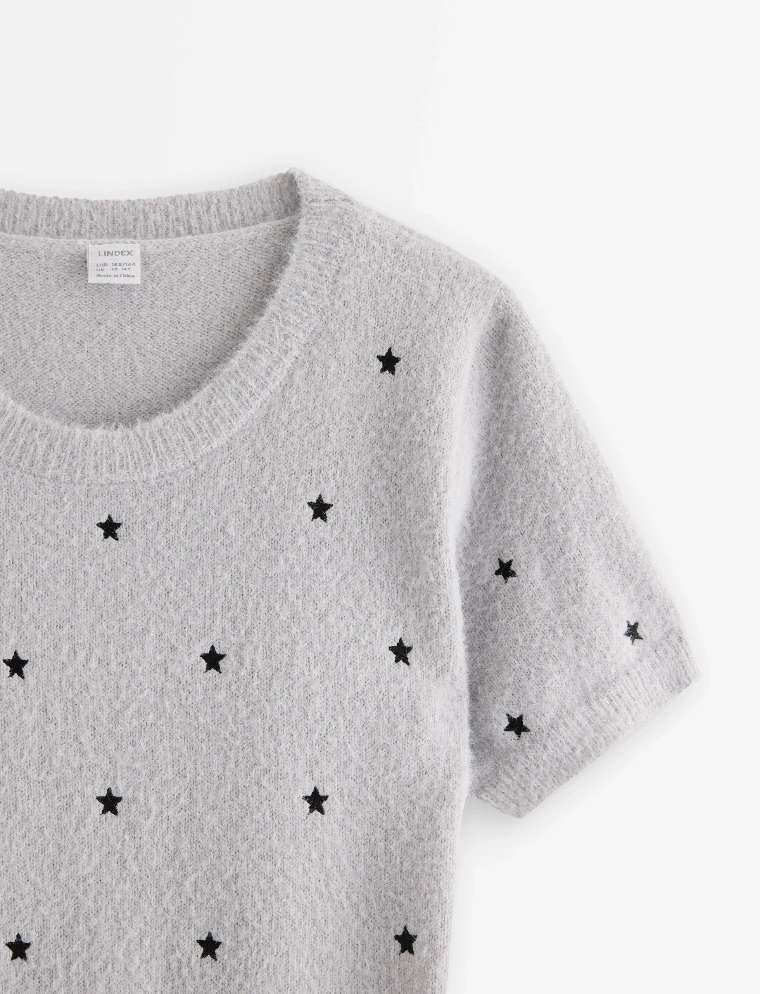 Lindex - T shirt knitted featheryarn - kortärmade t-shirts - light grey - 5