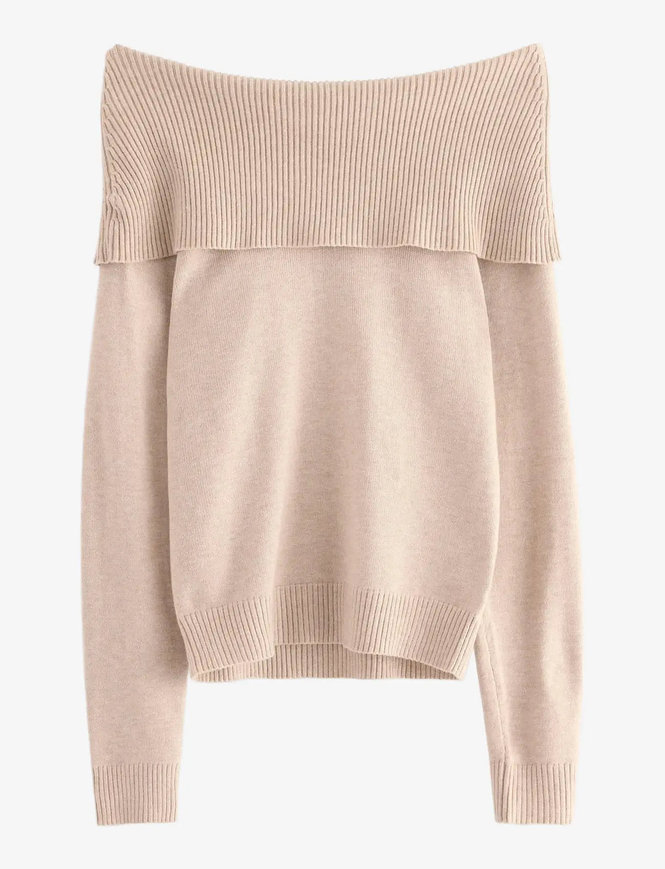 Lindex - Sweater knitted fold down - trøjer - beige melange - 1