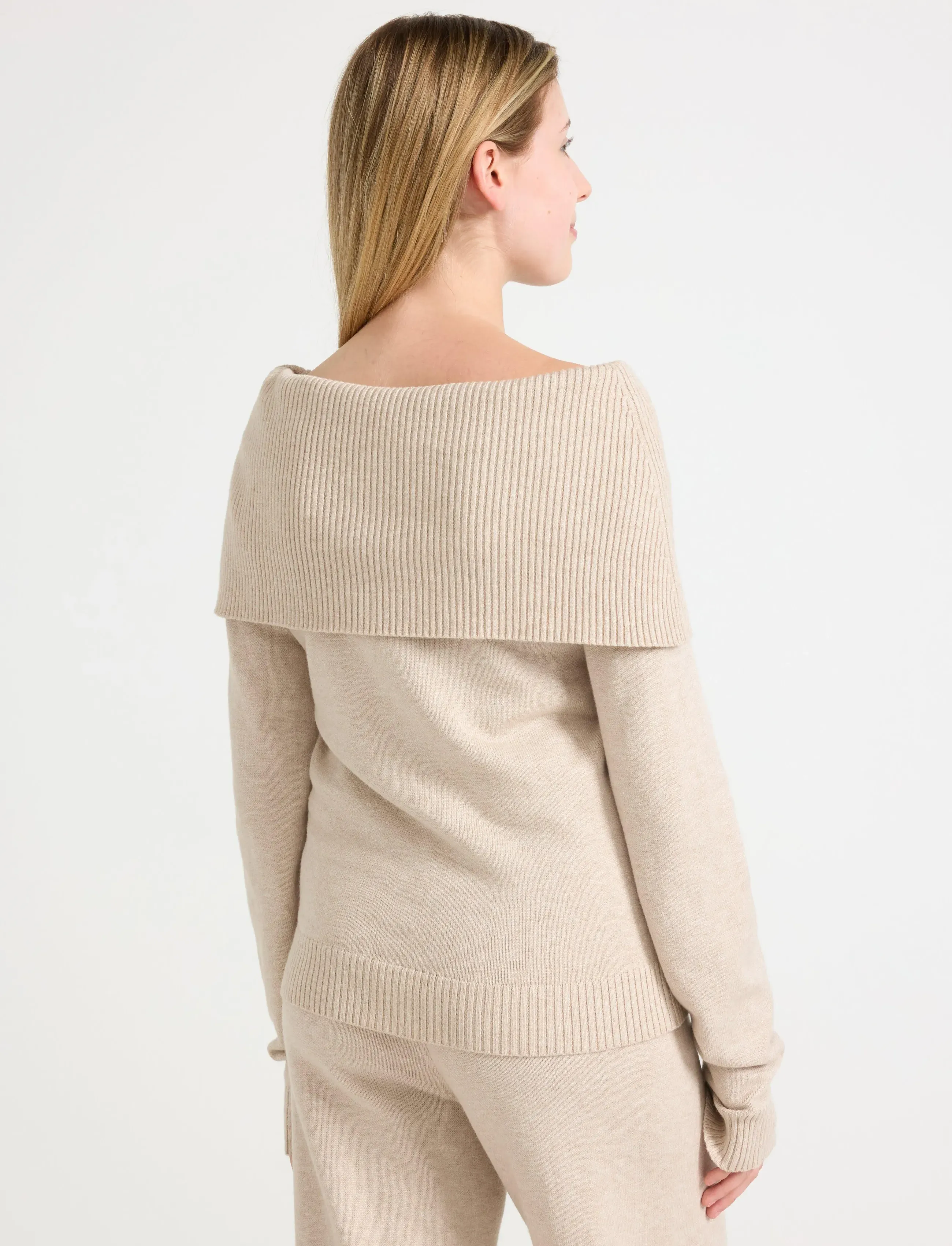 Lindex - Sweater knitted fold down - stickade tröjor - beige melange - 3