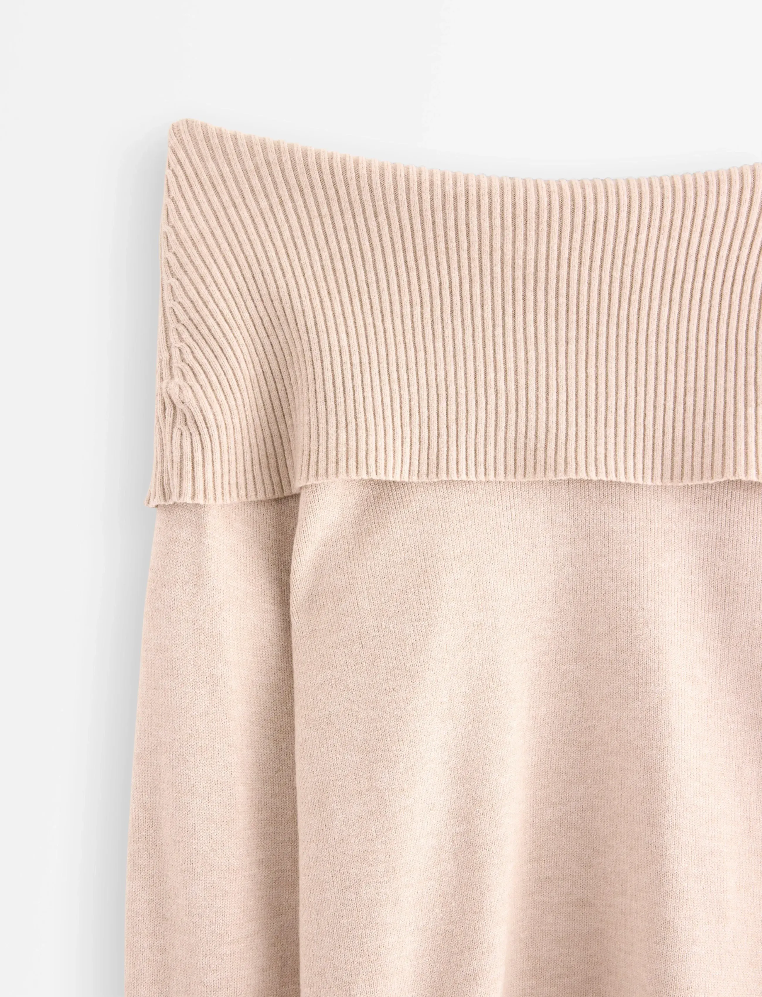 Lindex - Sweater knitted fold down - stickade tröjor - beige melange - 5