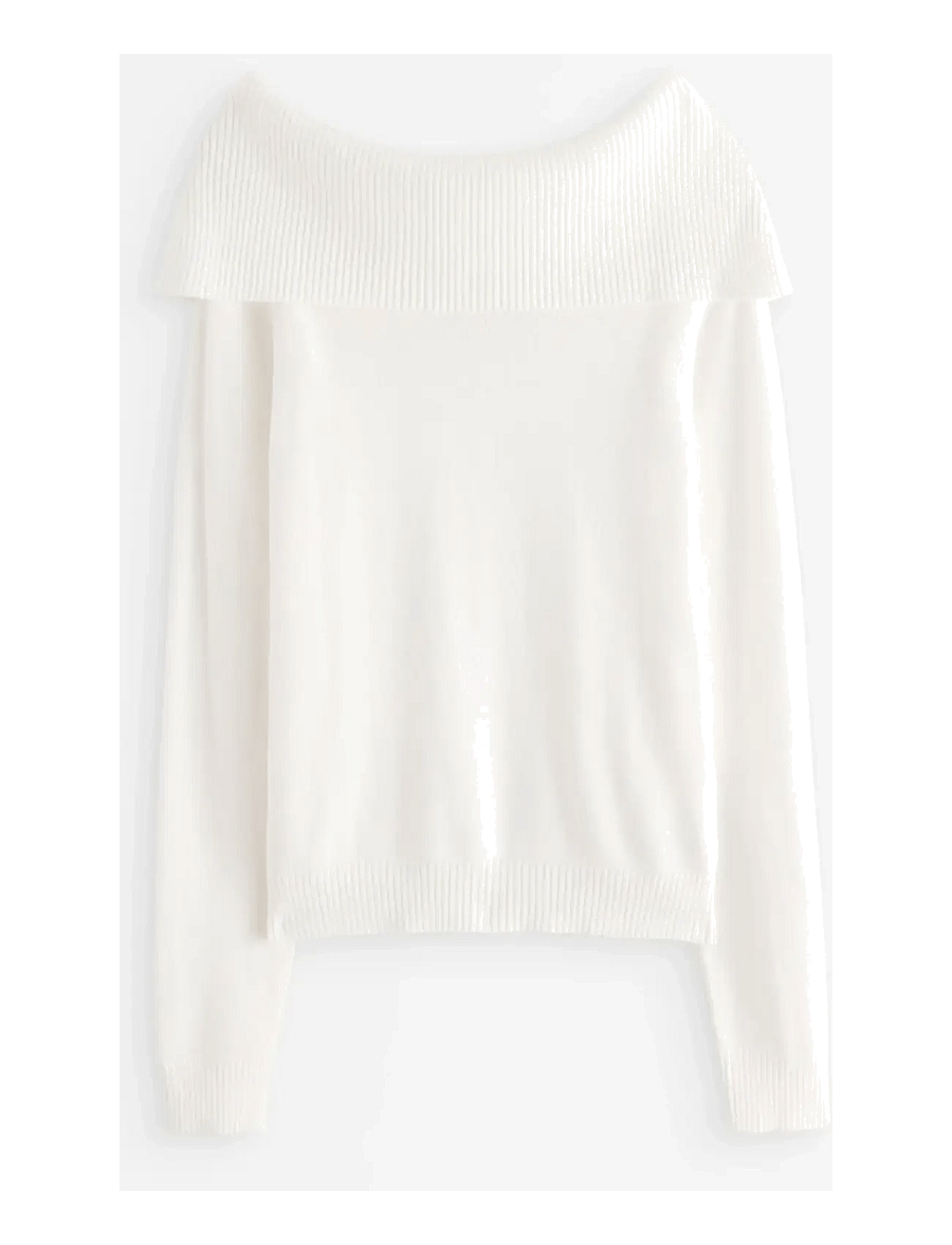 Lindex - Sweater knitted fold down - pullover - off white - 1