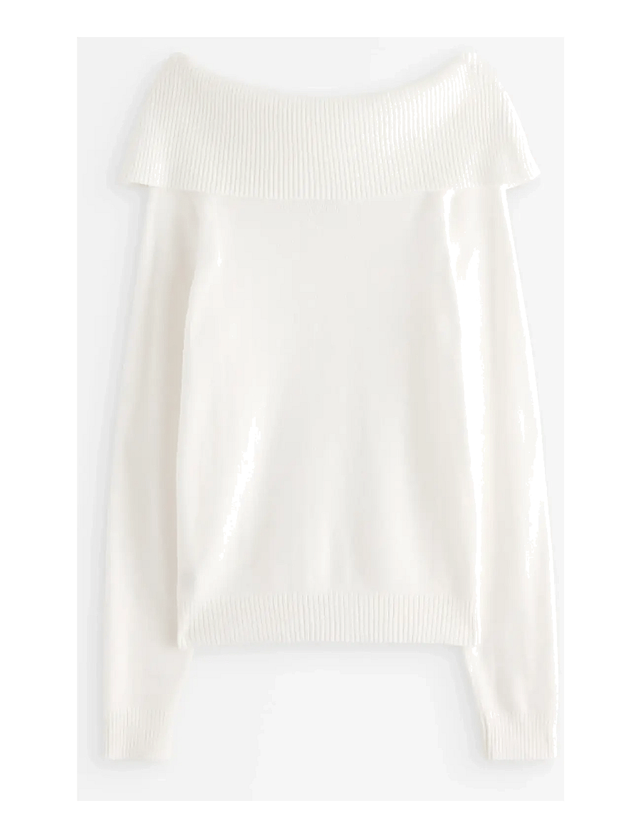 Lindex - Sweater knitted fold down - pullover - off white - 2