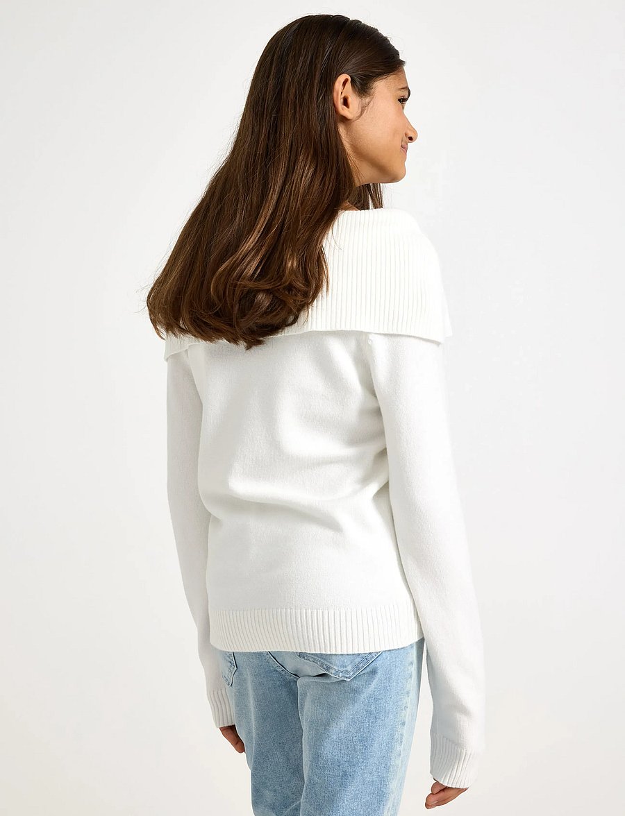 Lindex - Sweater knitted fold down - pullover - off white - 3