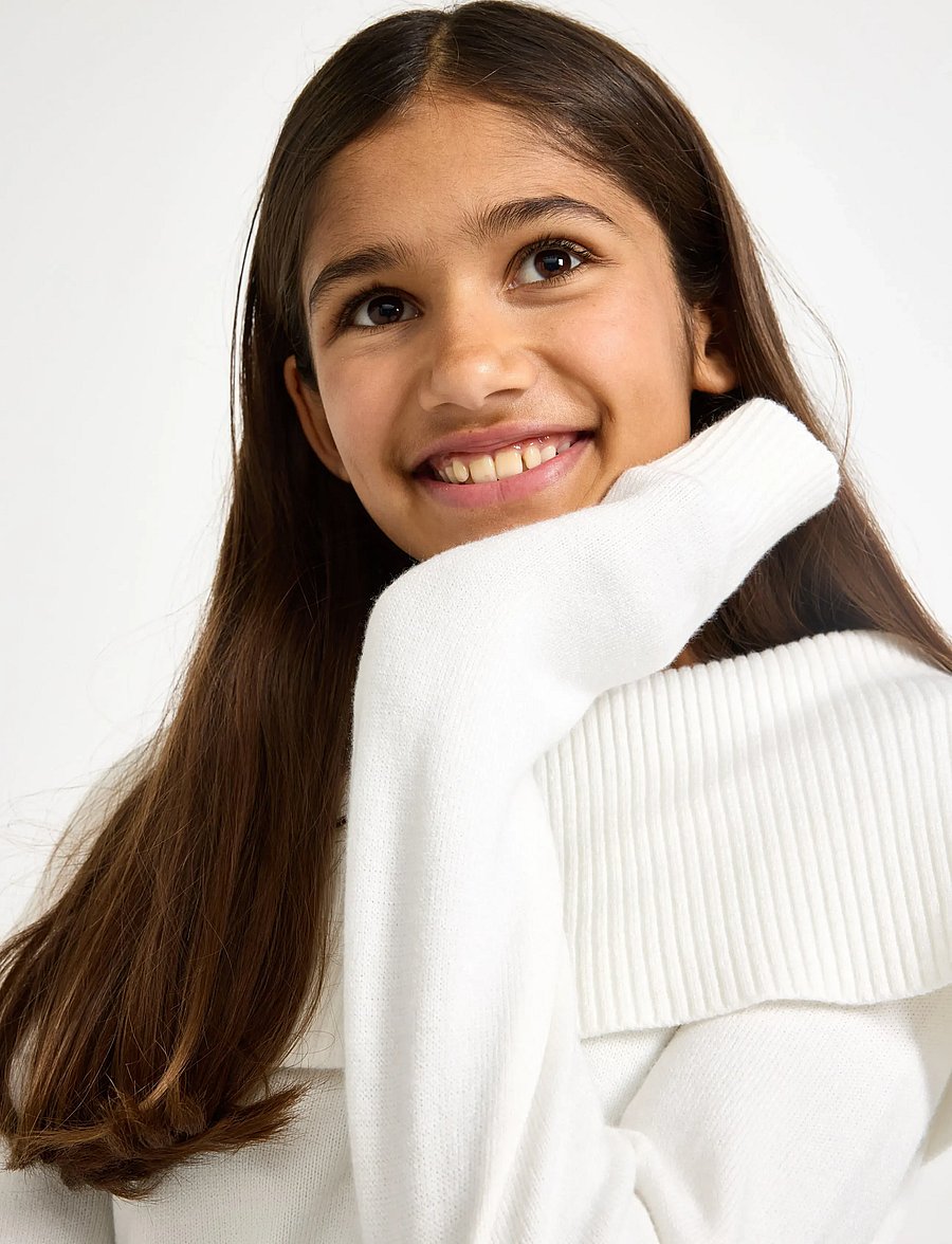 Lindex - Sweater knitted fold down - pullover - off white - 4