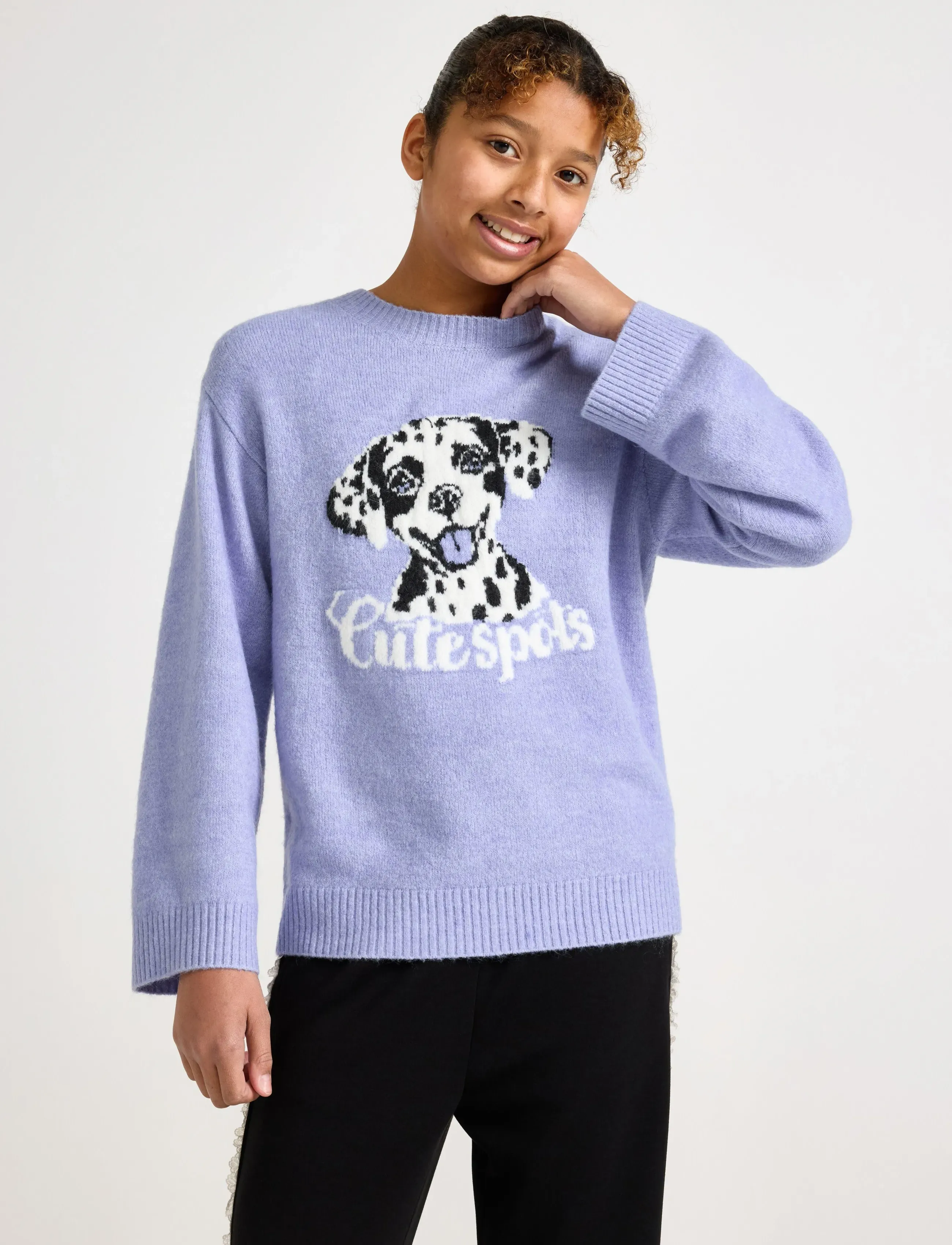 Lindex Sweater Knitted Jaquard, 128, Purple, Strik > Pullovere, Børn