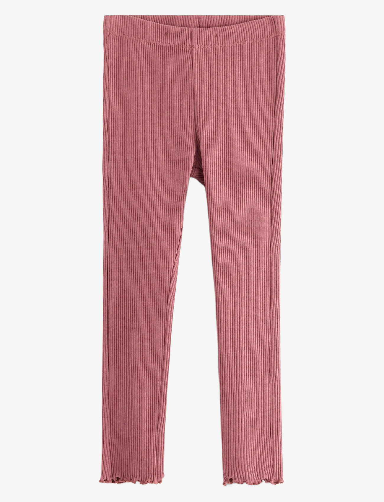 Lindex - Leggings rib solid frill botto - dark dusty pink - 0