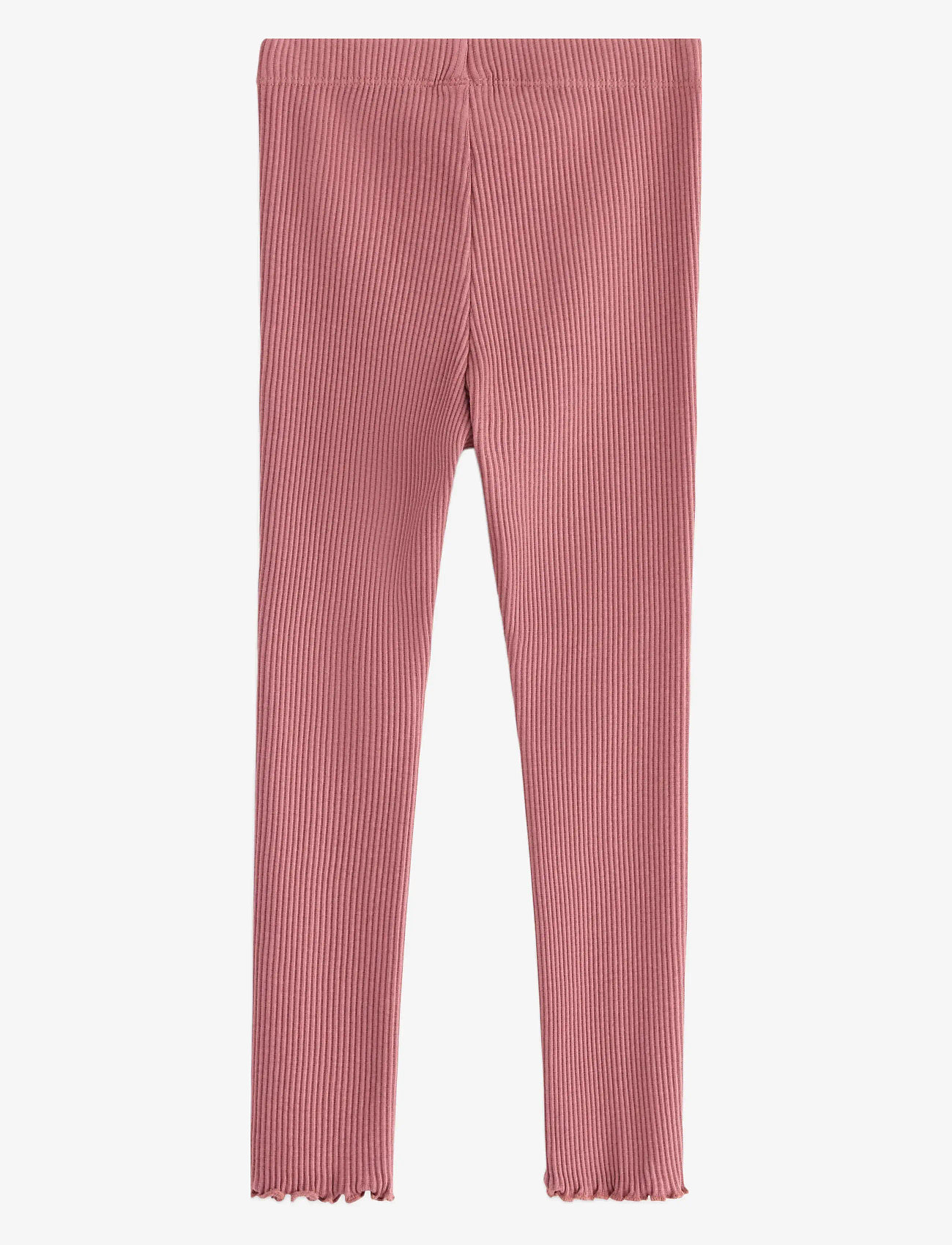 Lindex - Leggings rib solid frill botto - dark dusty pink - 1
