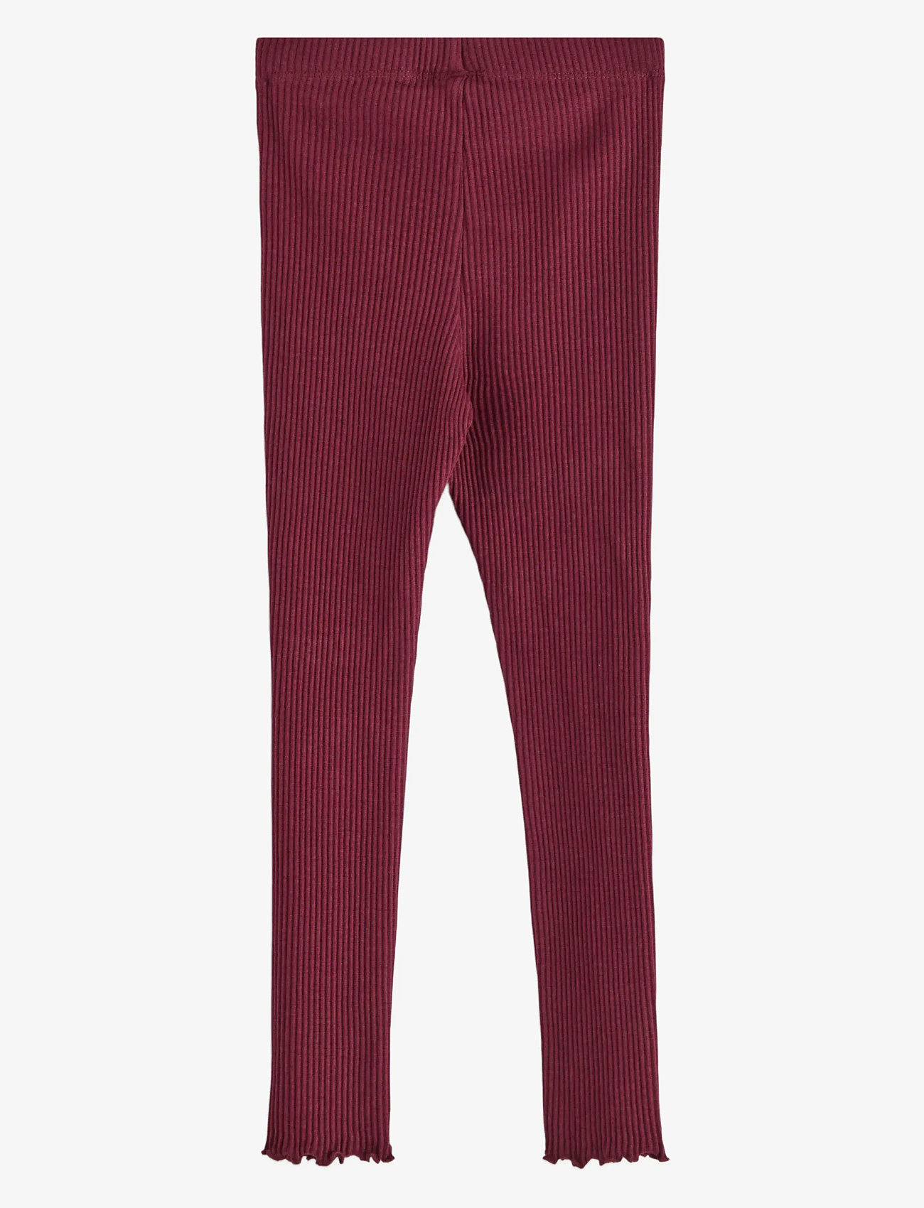 Lindex - Leggings rib solid frill botto - laveste priser - dk dusty red - 1