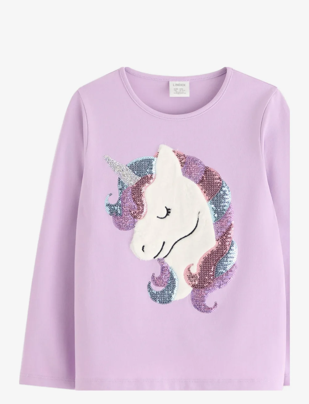 Lindex - Top ls unicorn rainbow w sequi - długi rękaw - light lilac - 1