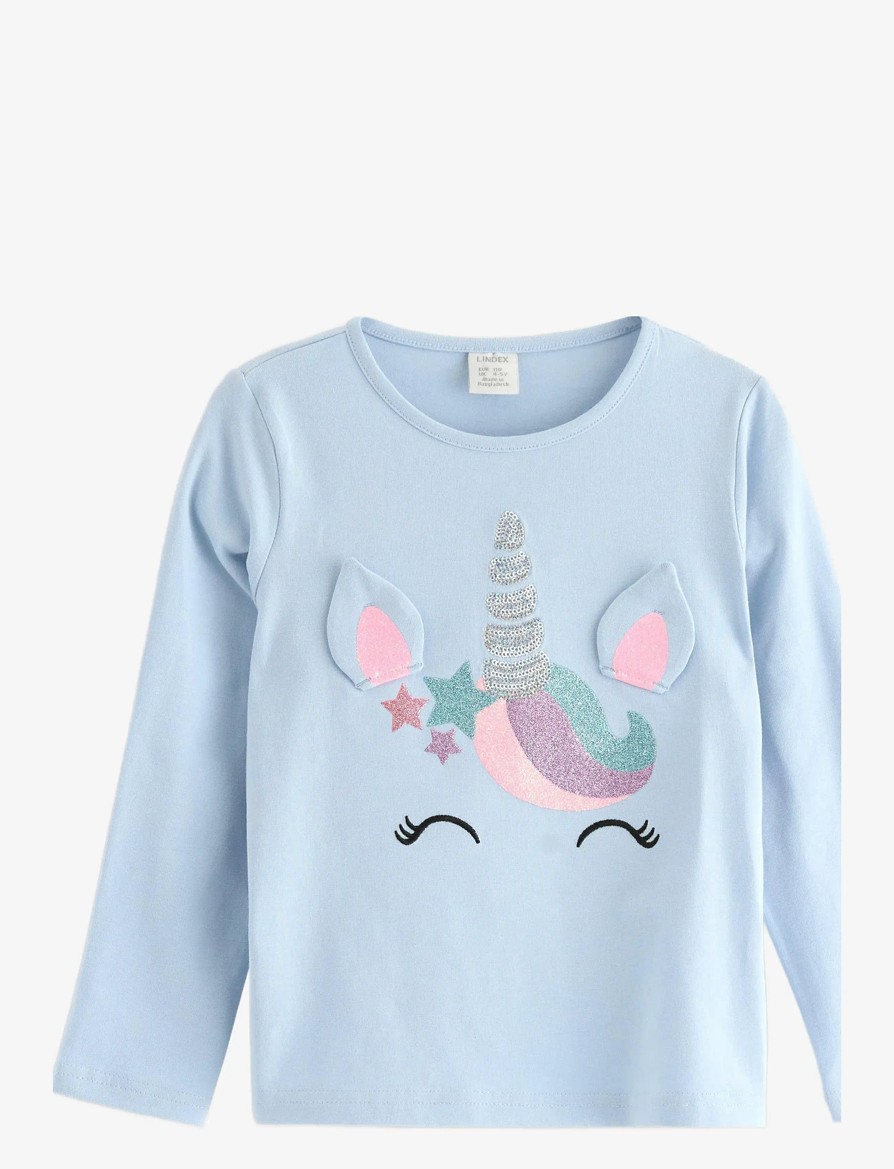 Lindex - Top ls unicorn face - light blue - 1