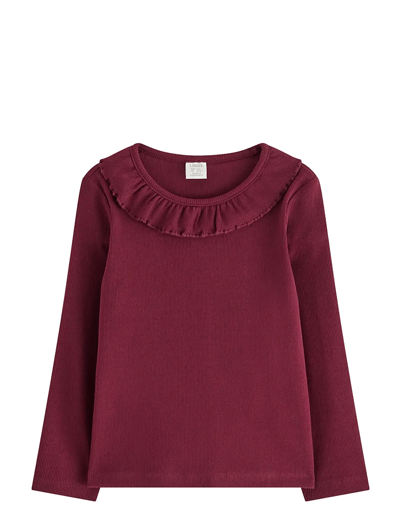 Lindex - Ribbet topp - bluser & tunikaer - dk dusty red - 1