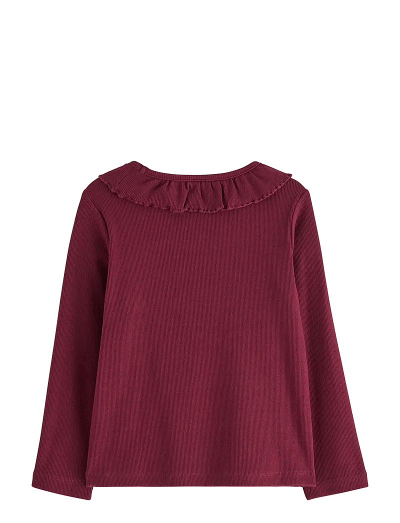 Lindex - Ribbet topp - bluser & tunikaer - dk dusty red - 2