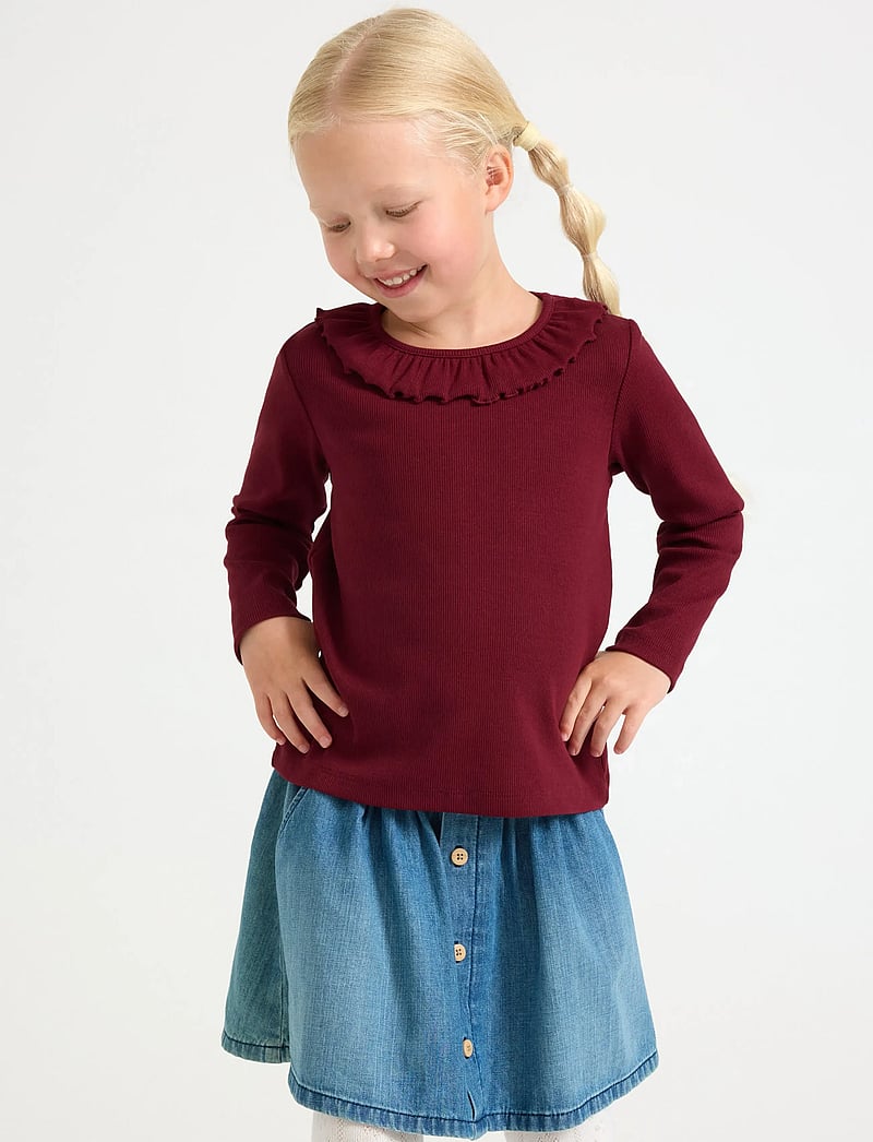 Lindex - Ribbet topp - bluser & tunikaer - dk dusty red - 0