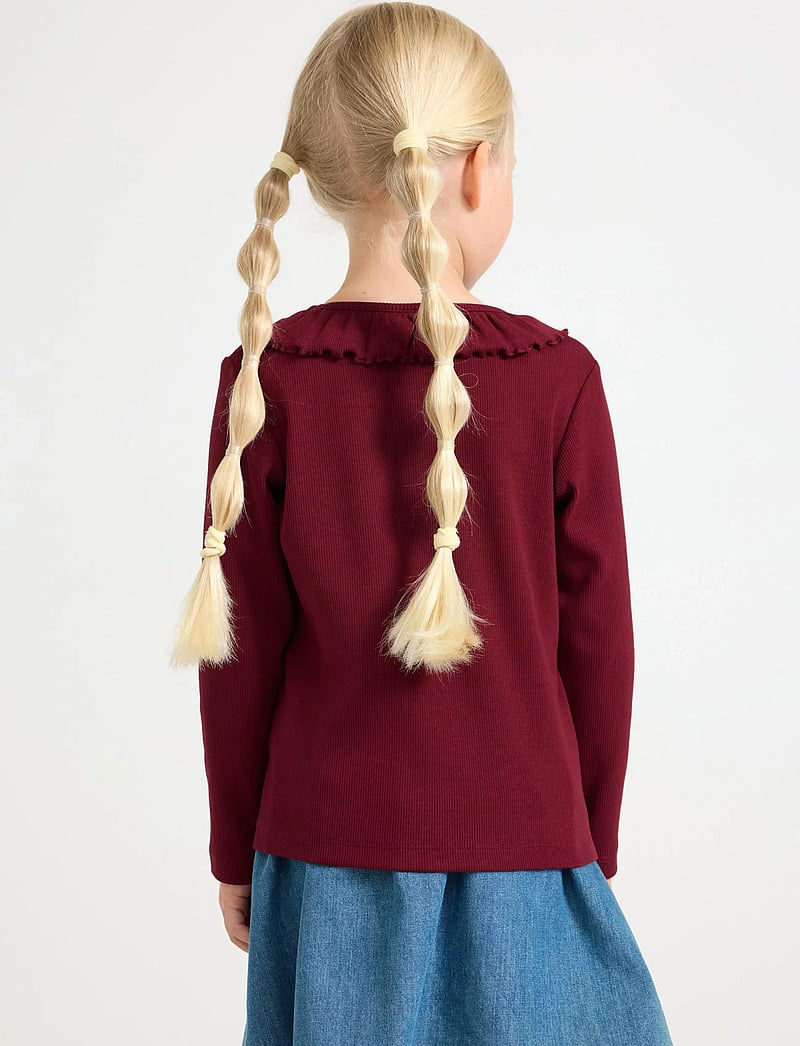 Lindex - Ribbet topp - bluser & tunikaer - dk dusty red - 3