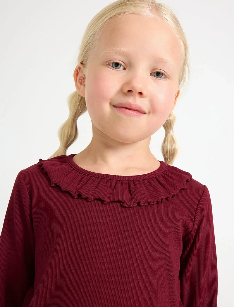 Lindex - Ribbet topp - bluser & tunikaer - dk dusty red - 4