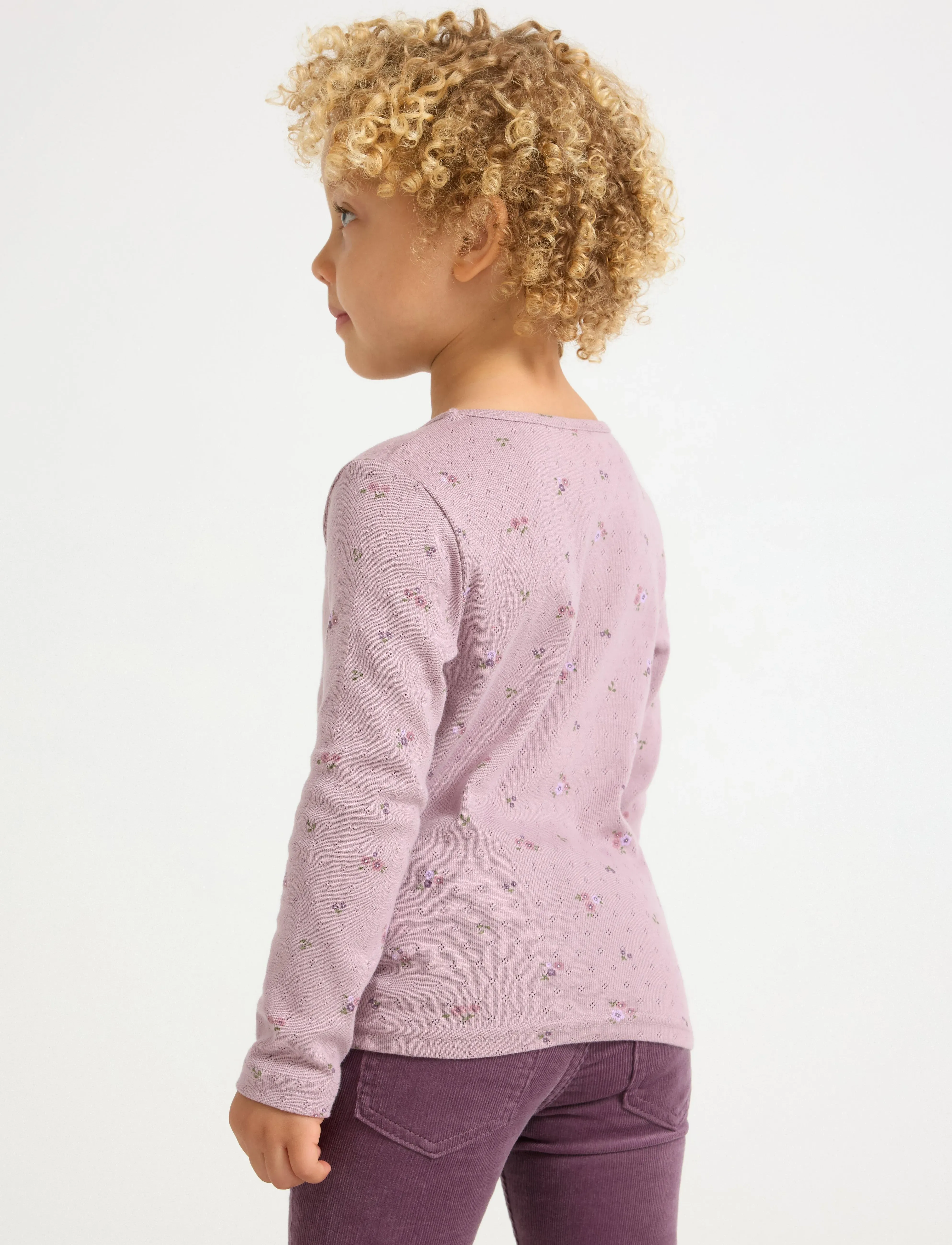 Lindex - Top ls pointelle AOP - light dusty lilac - 3