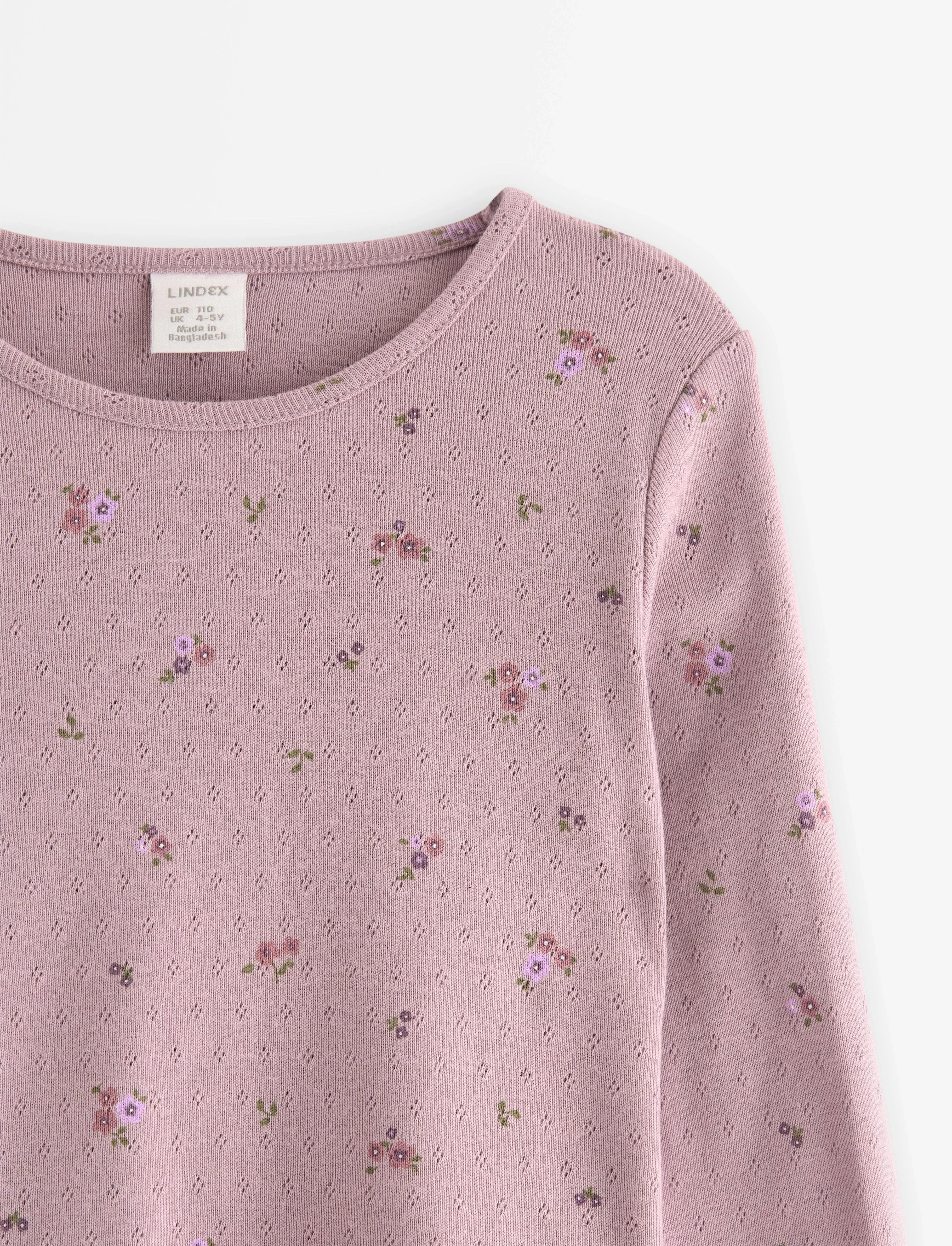 Lindex - Top ls pointelle AOP - light dusty lilac - 5