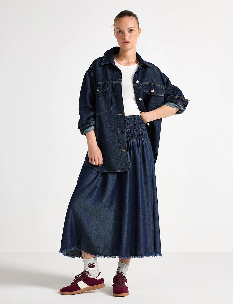 Lindex - Skirt Loana denim - midi-röcke - dark denim - 0