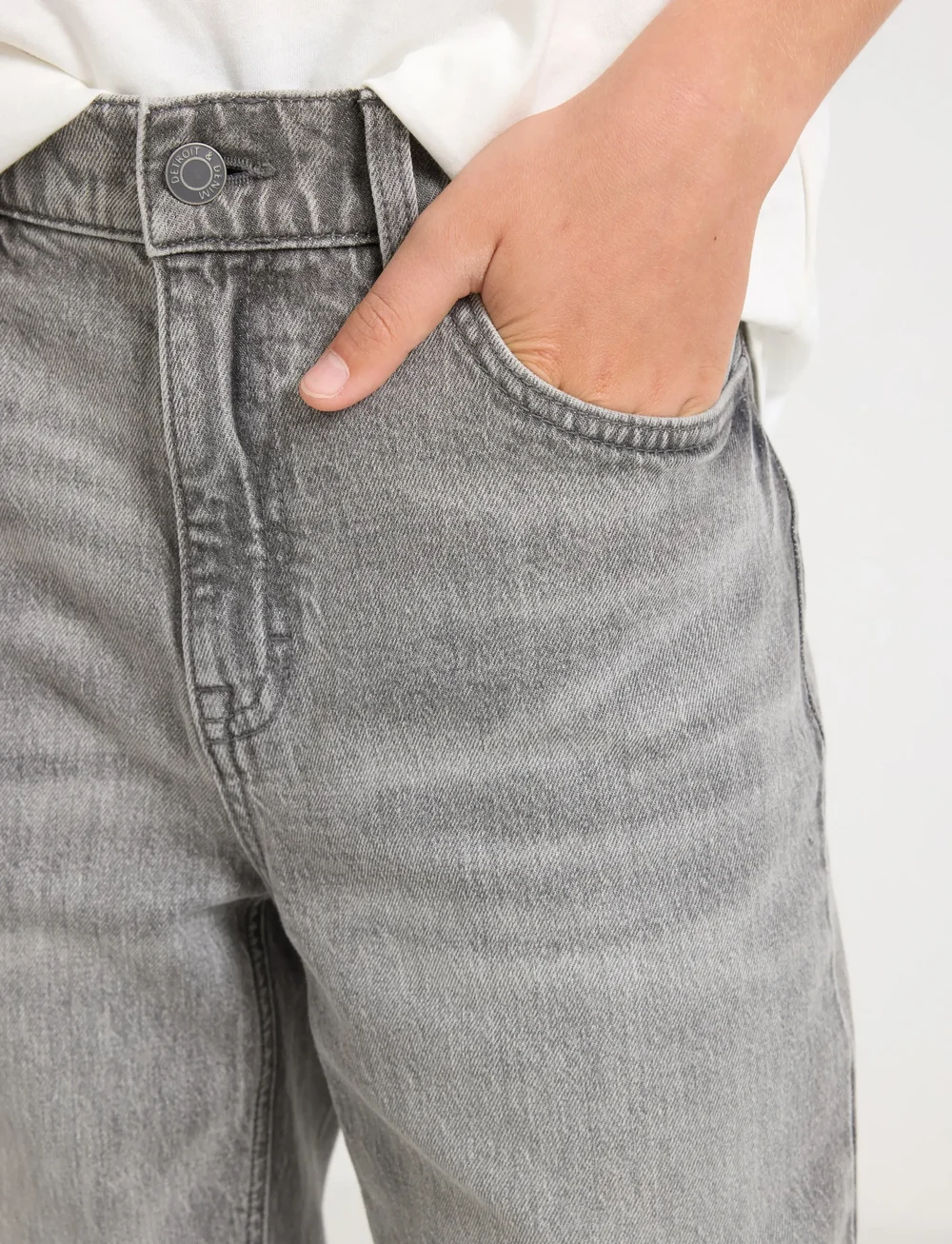 Lindex - Trousers denim Wilmer grey - hosen mit weitem bein - grey - 4