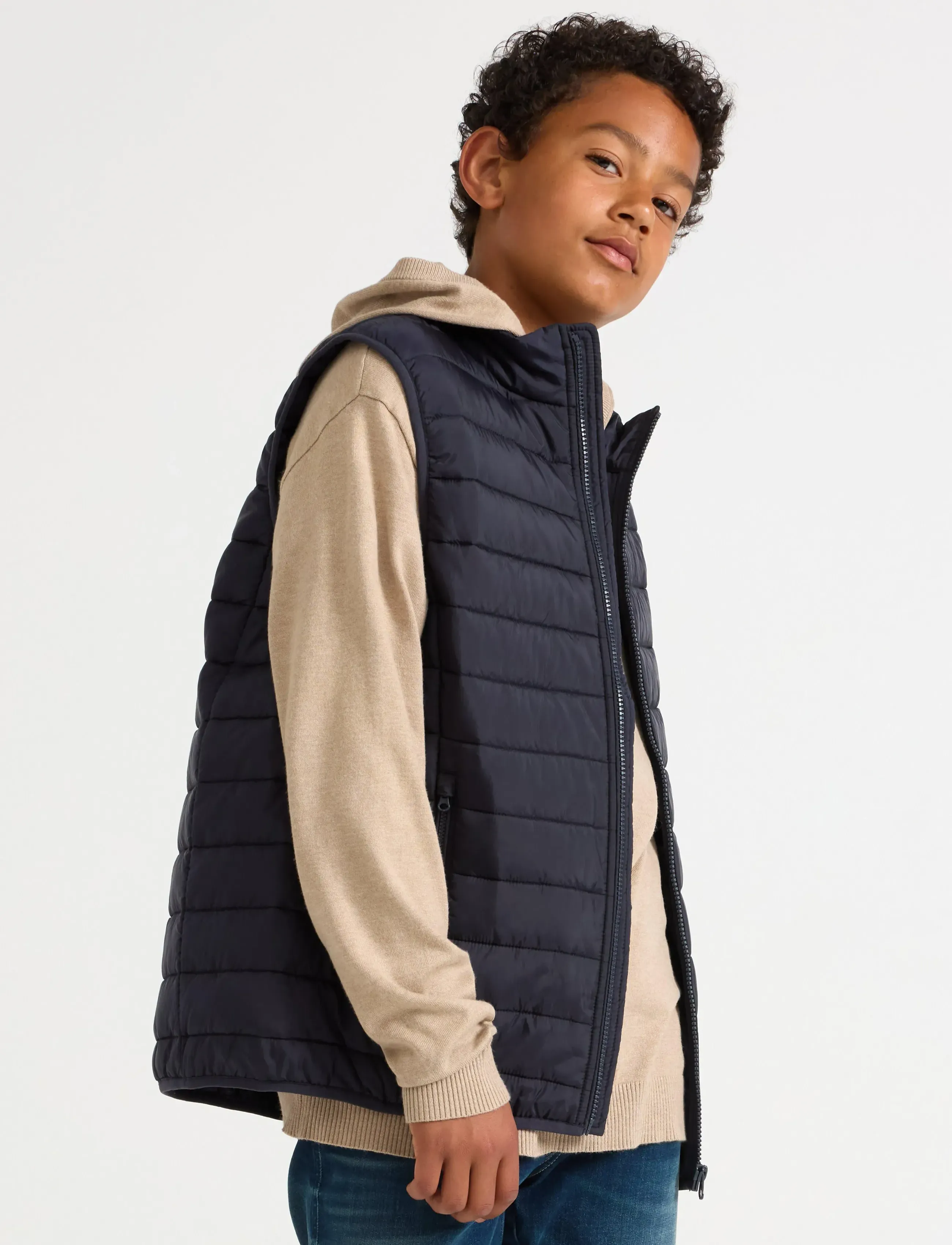 Lindex Padded Vest, 128, Oberbekleidung, Marineblau - Outdoor Westen, Kinder