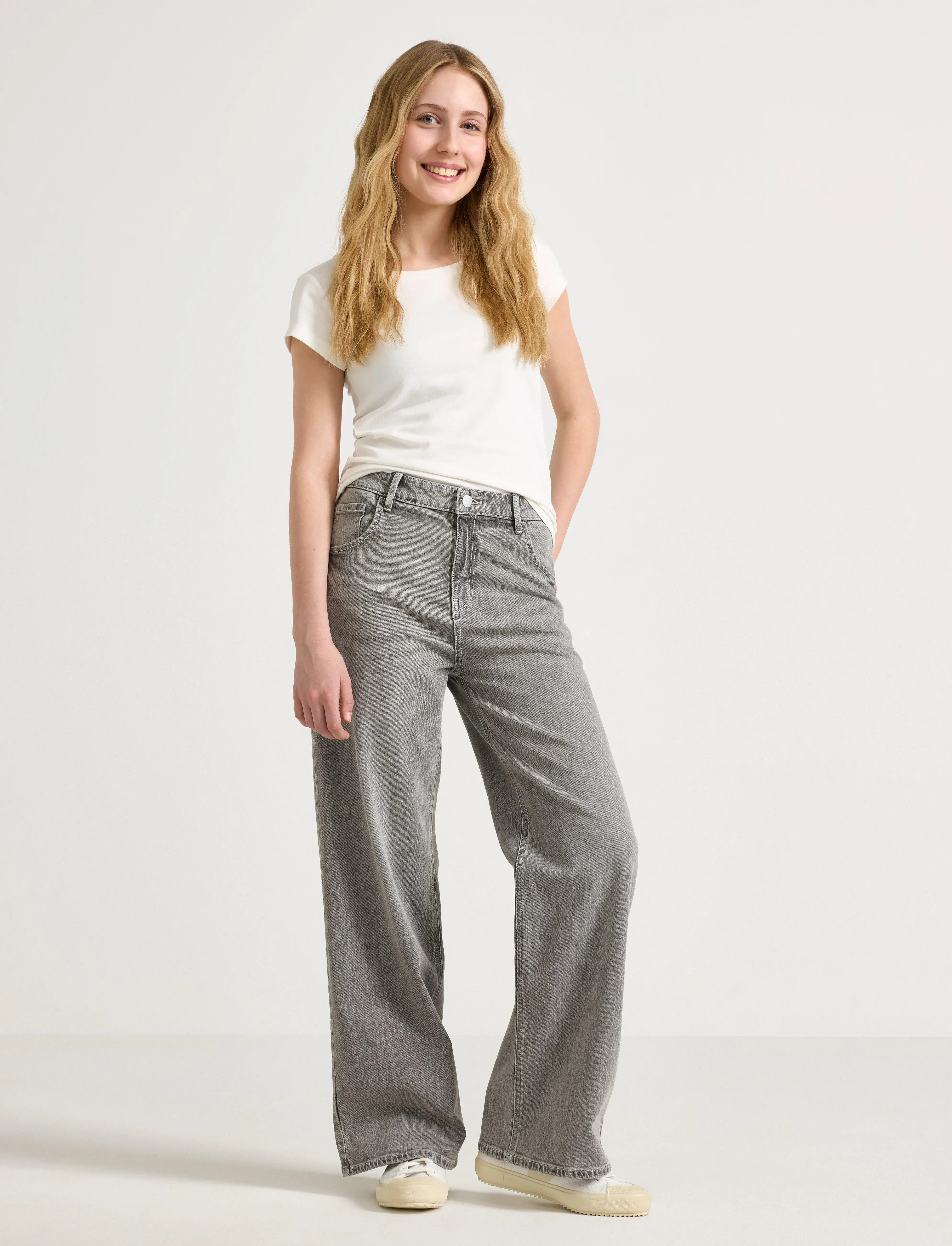 Lindex Denim Trousers Vega Grey, 128, Jeans, Grau - Wide Kinder
