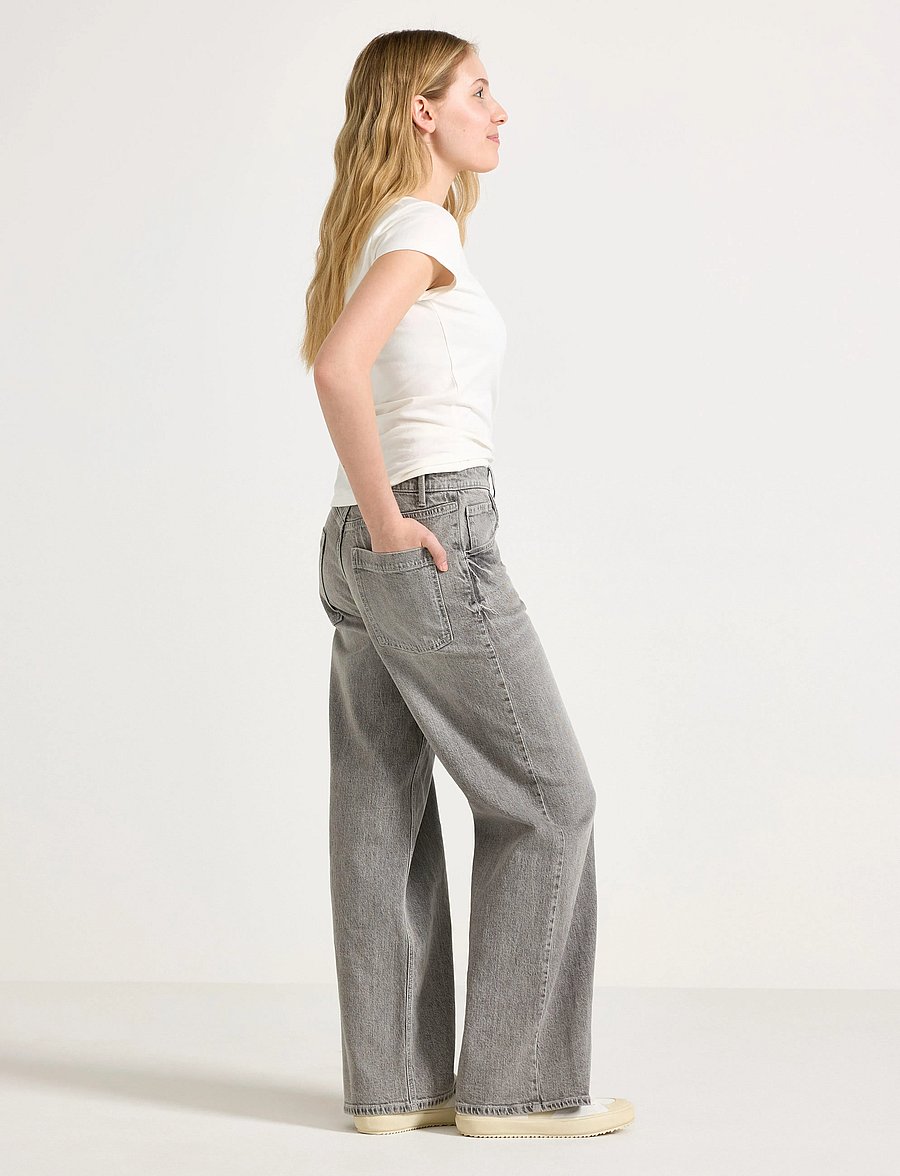 Lindex - VEGA Wide leg jeans - hosen mit weitem bein - grey - 3
