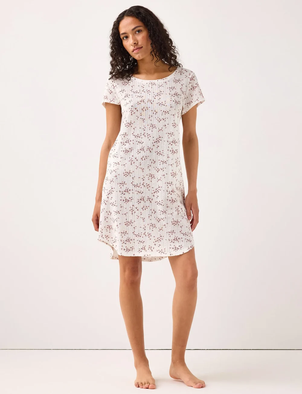 Lindex - Nightdress pointelle aop - nachthemden - light white - 0