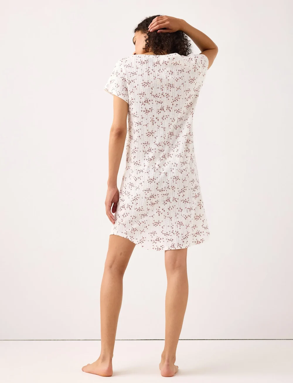 Lindex - Nightdress pointelle aop - nachthemden - light white - 3