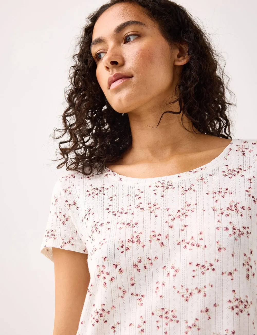 Lindex - Nightdress pointelle aop - nachthemden - light white - 4